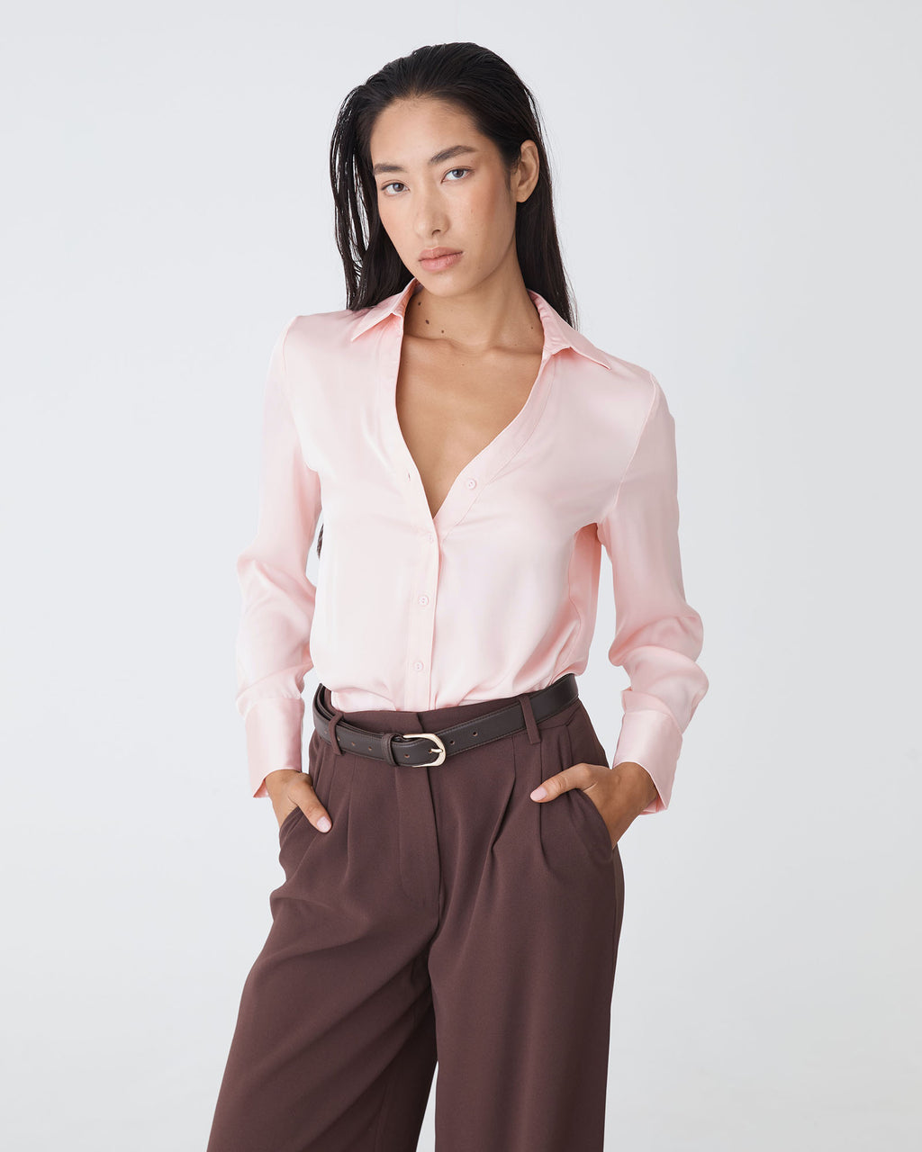 Lila V-Neck Satin Blouse
