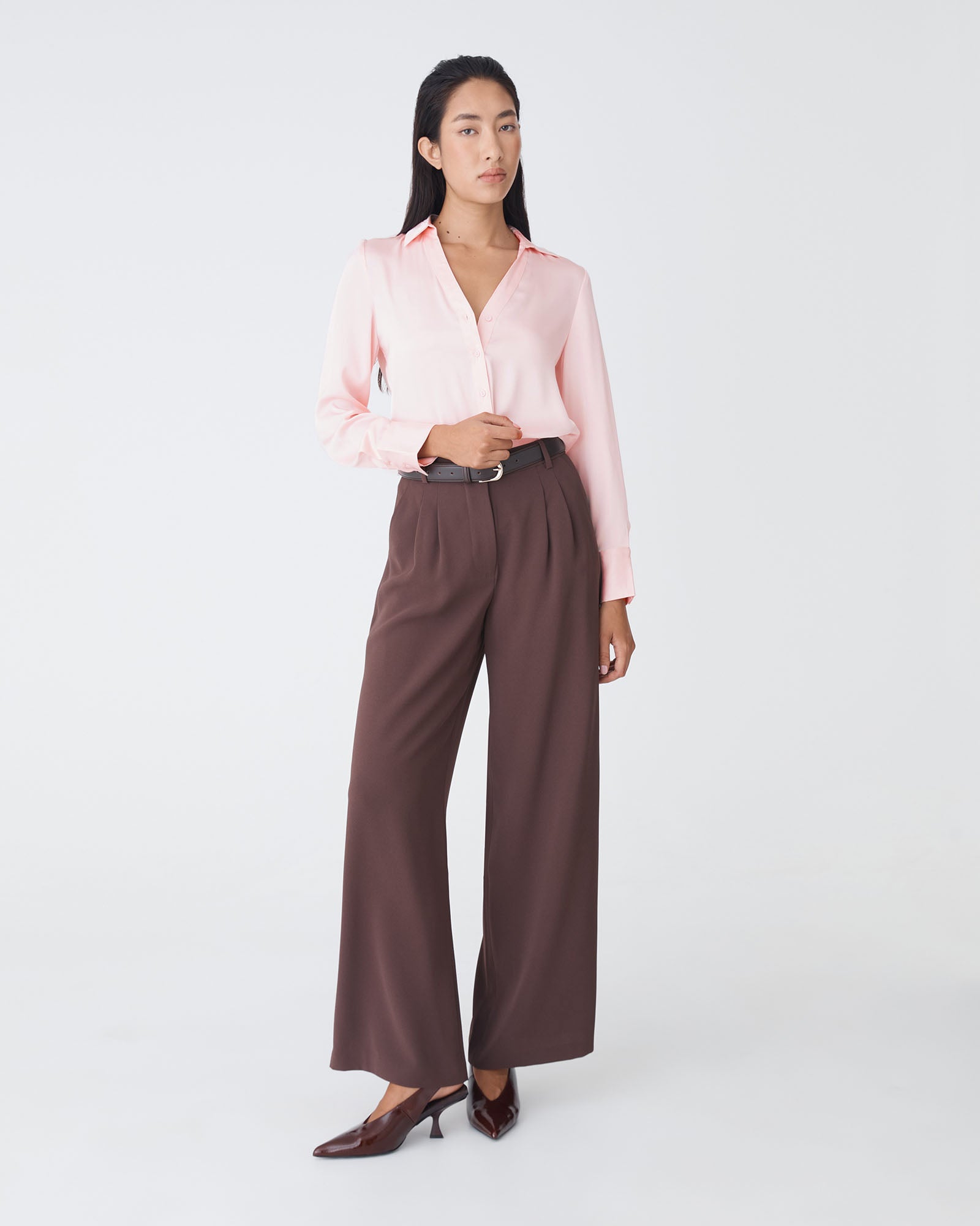 Lila V-Neck Satin Blouse