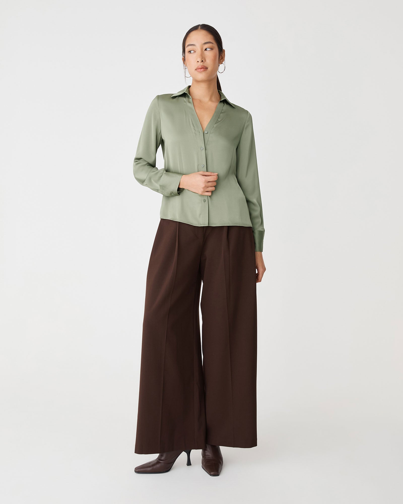 Lila V-Neck Satin Blouse