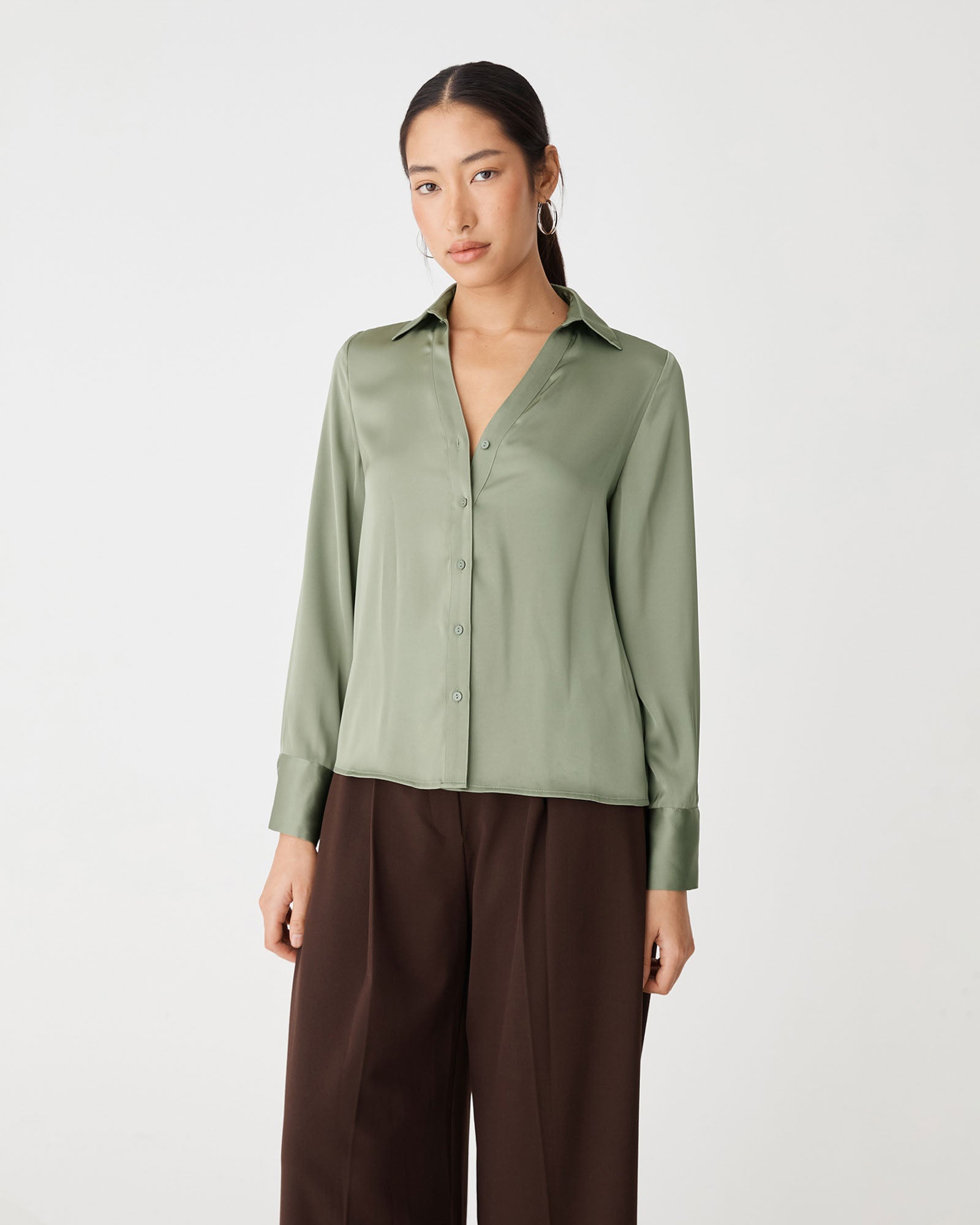 Lila V-Neck Satin Blouse