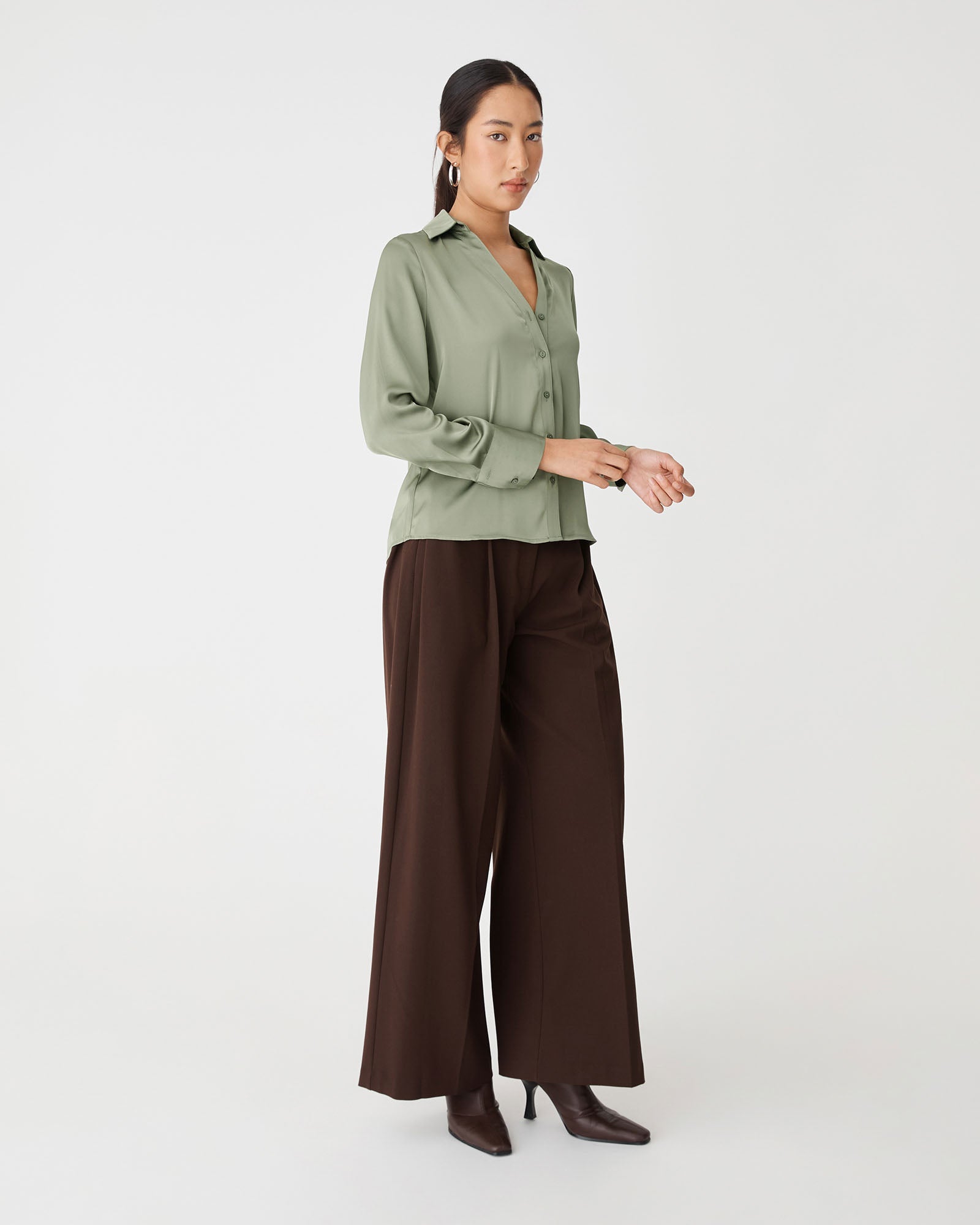 Lila V-Neck Satin Blouse