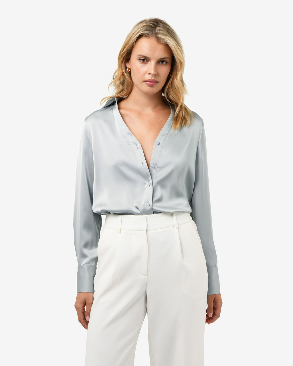 Lila V-Neck Satin Blouse