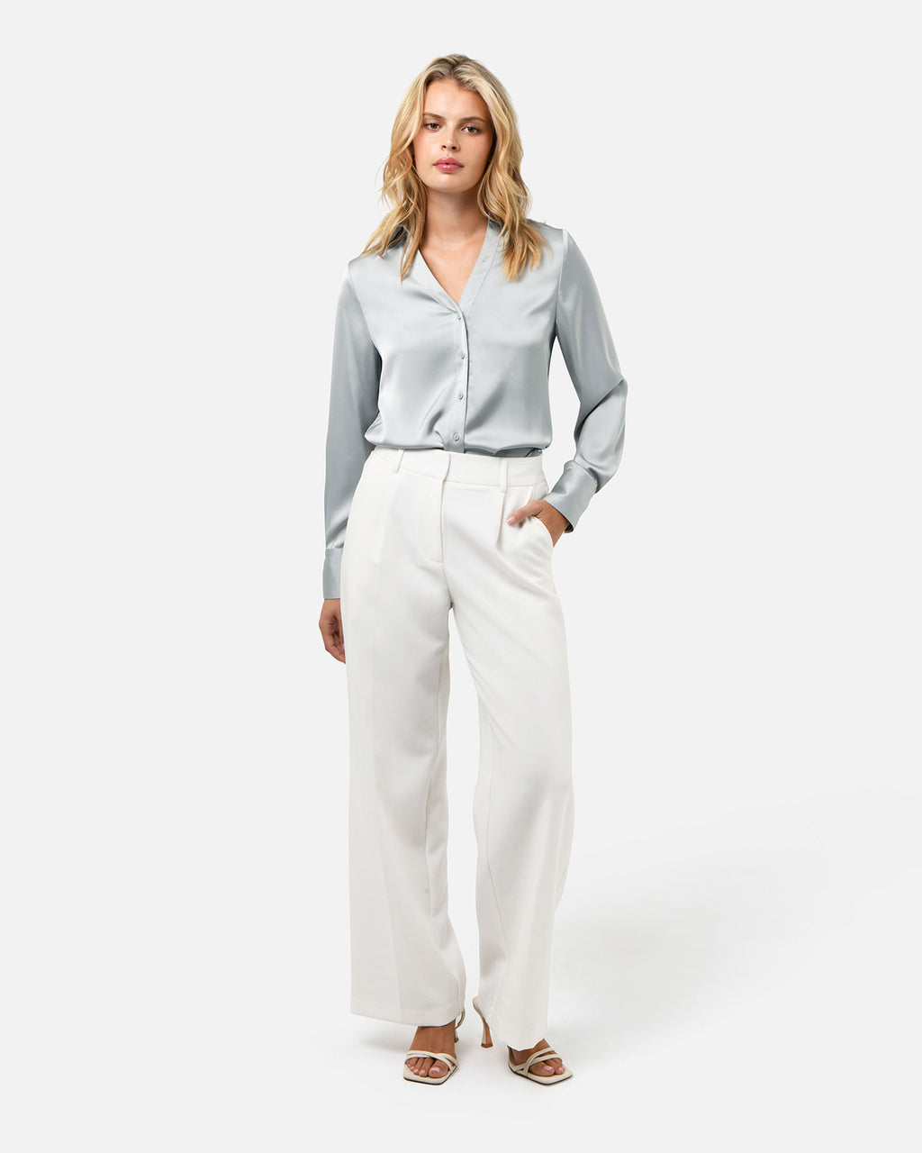 Lila V-Neck Satin Blouse