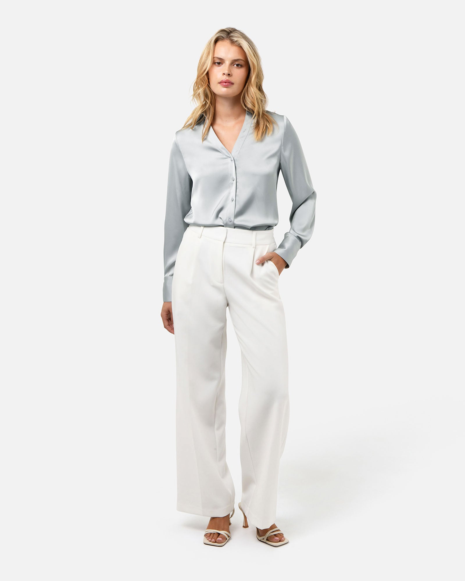 Lila V-Neck Satin Blouse