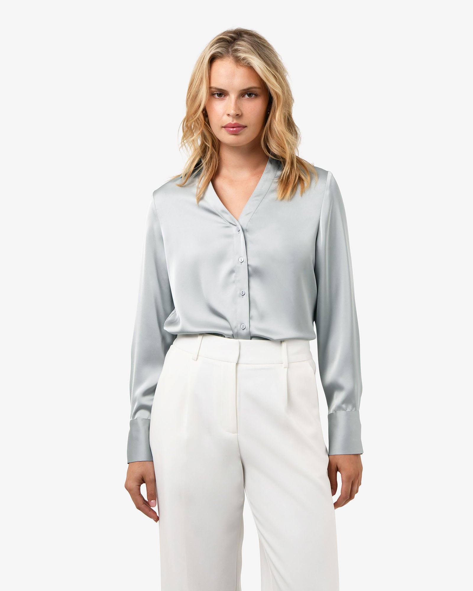 Lila V-Neck Satin Blouse