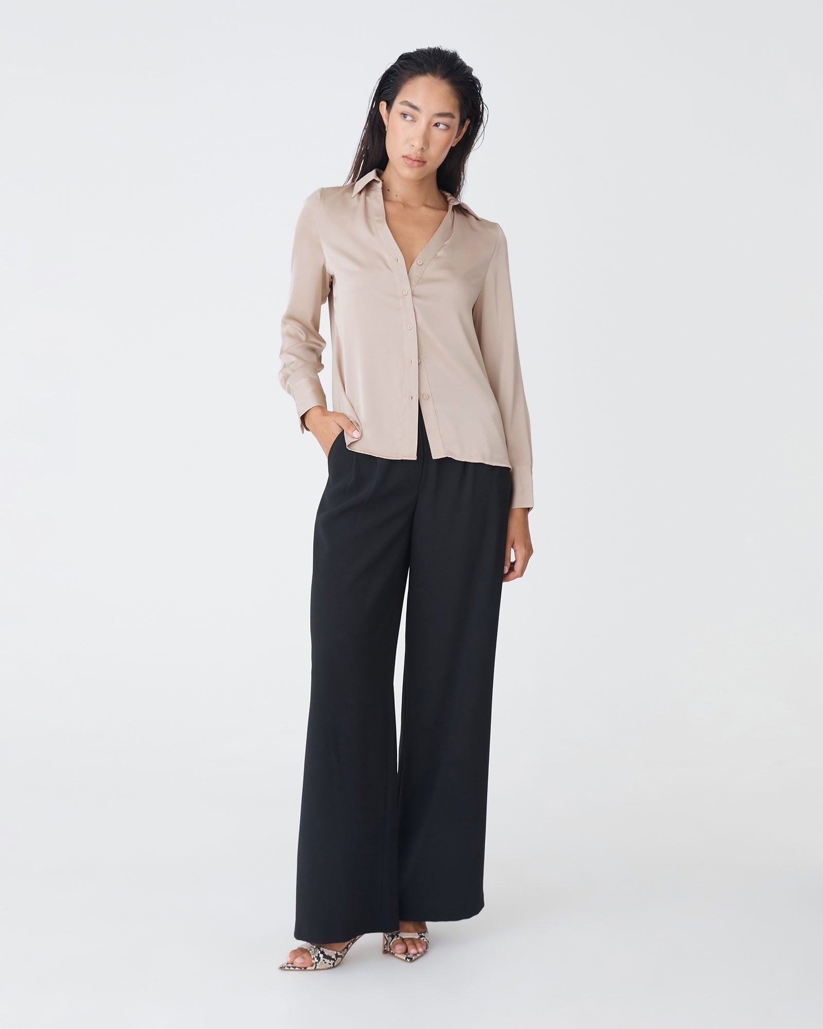 Lila V-Neck Satin Blouse