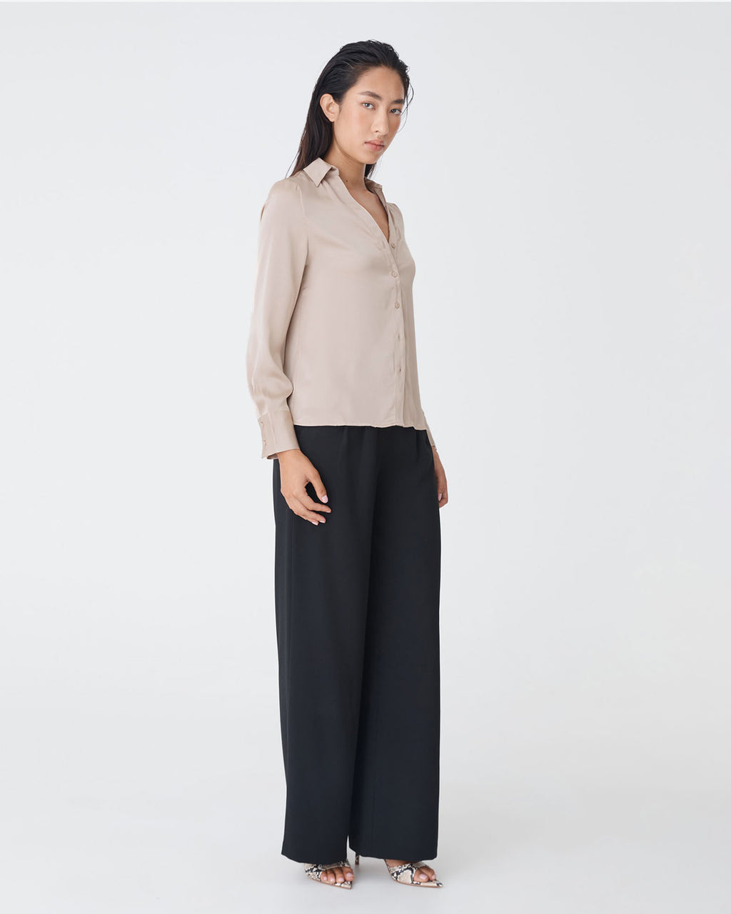 Lila V-Neck Satin Blouse