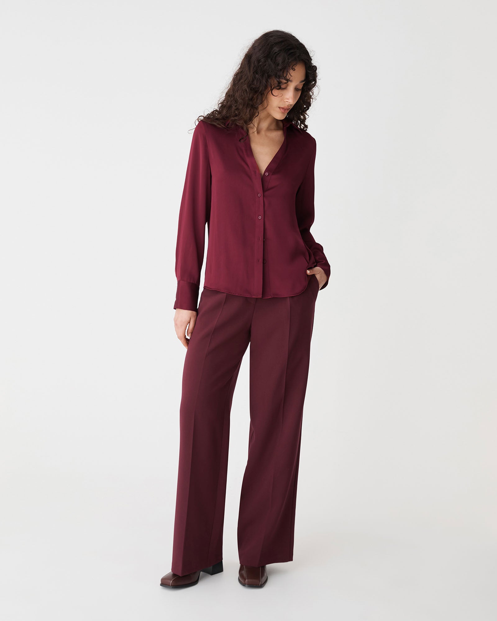 Lila V-Neck Satin Blouse