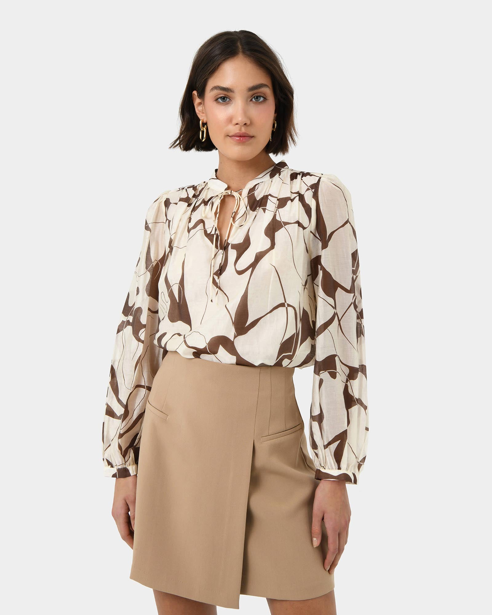 Cleo V-neck Tie Blouse