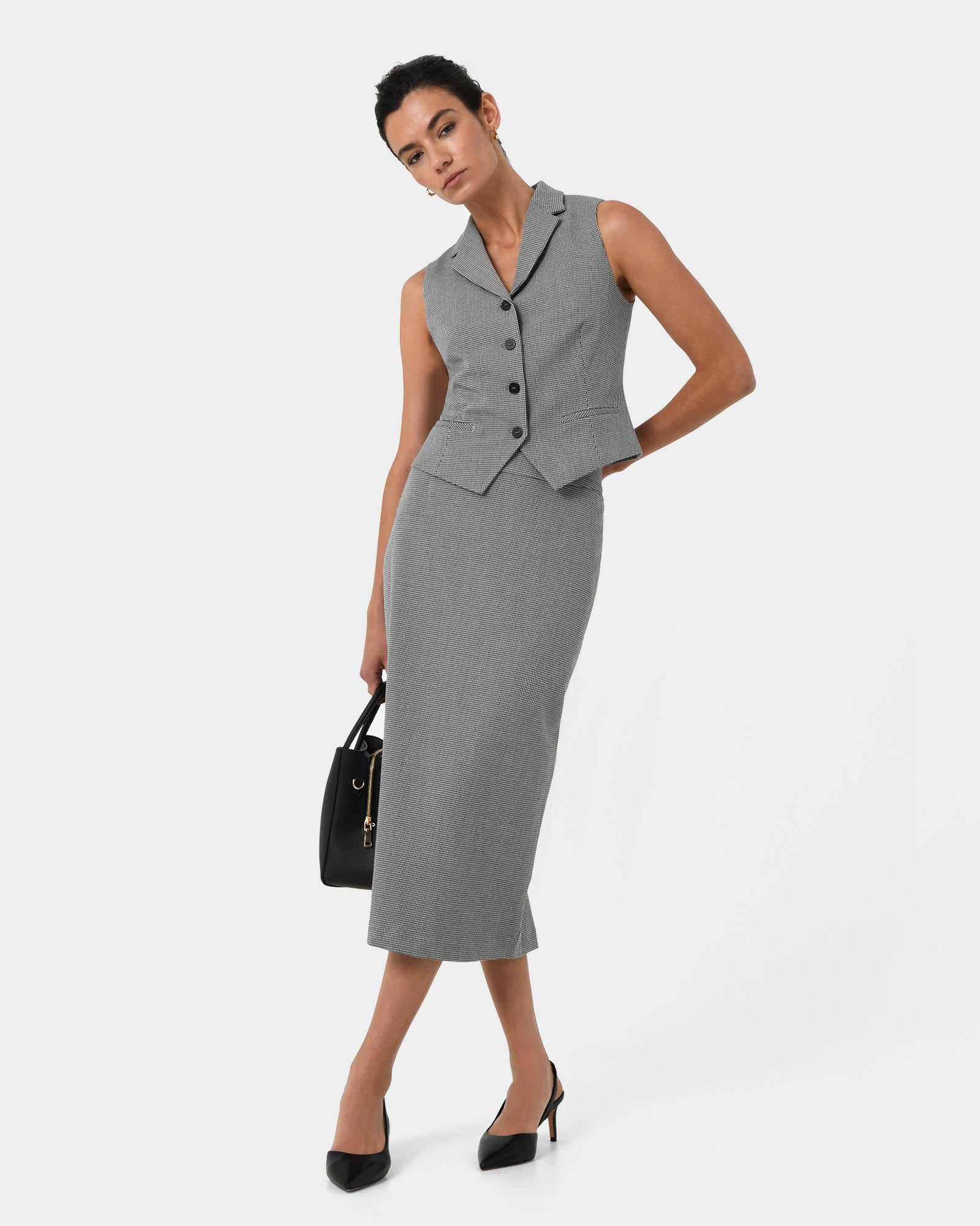 Rein Houndstooth Tailored Vest