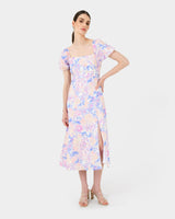 Hazy Linen Puff Sleeve Dress
