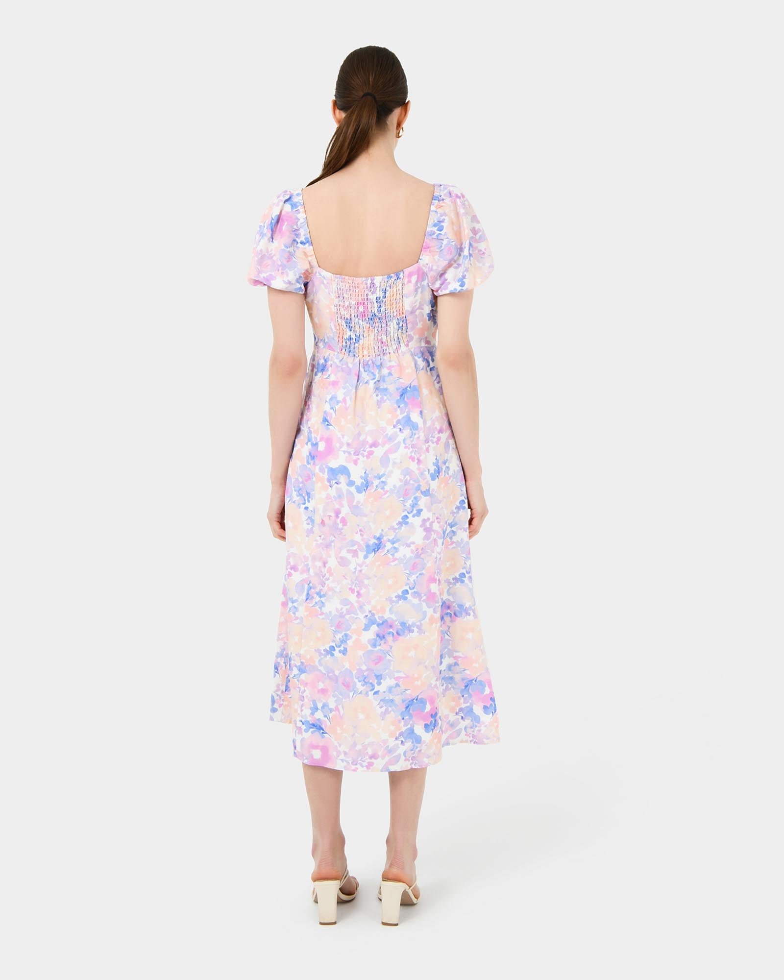 Hazy Linen Puff Sleeve Dress