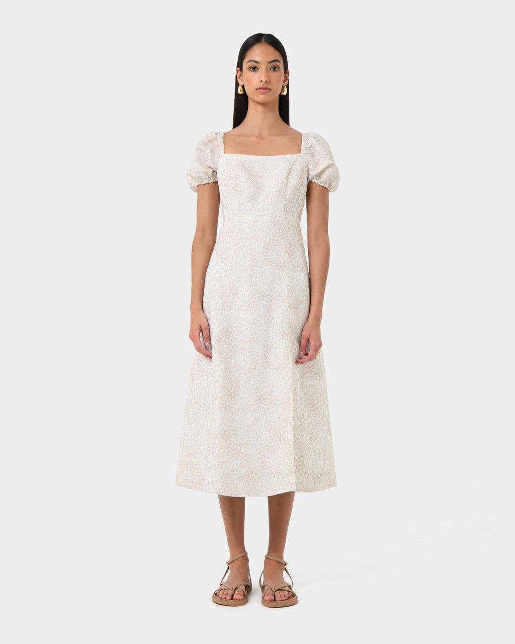 Hazy Linen Puff Sleeve Dress