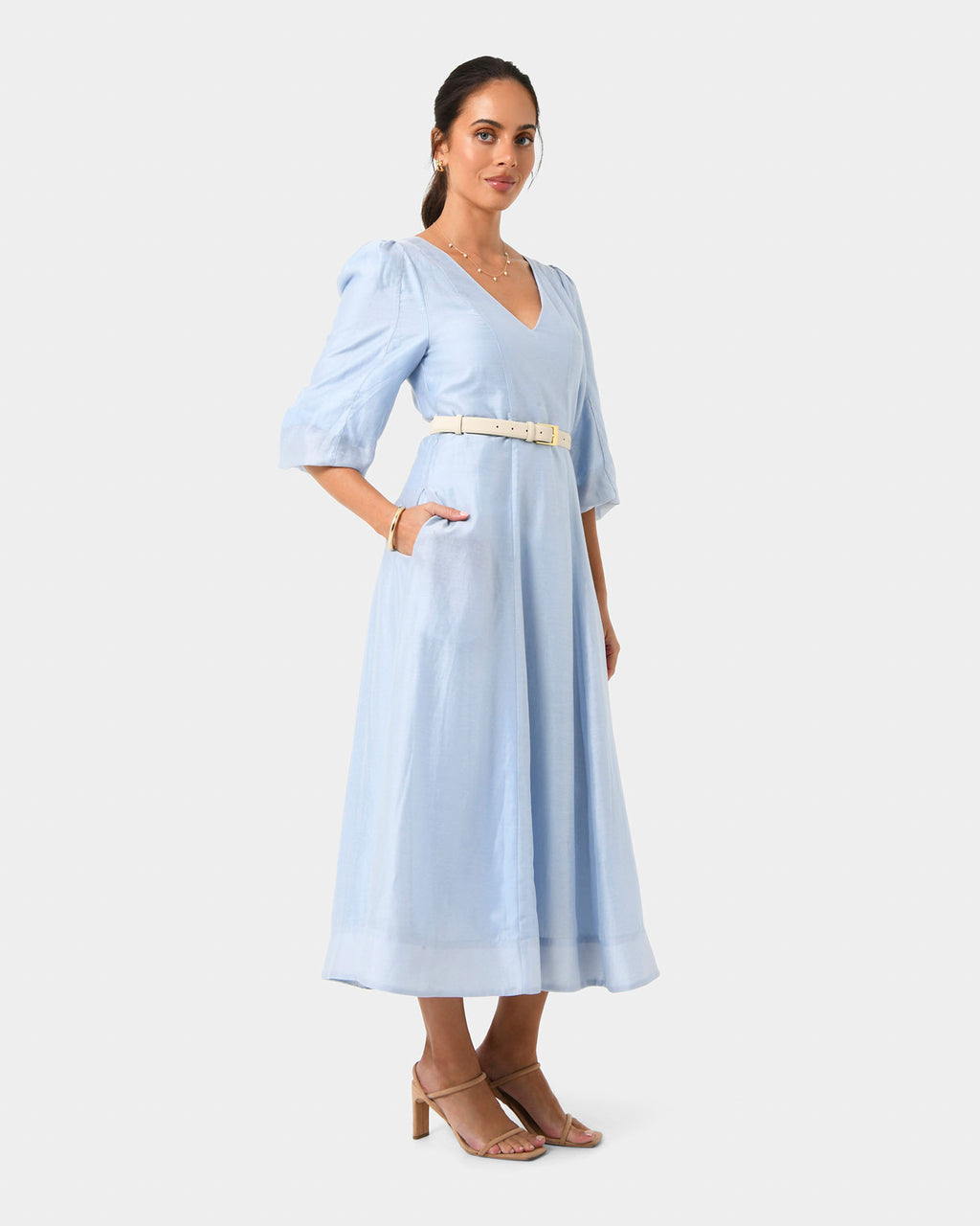 Marlie Puff Sleeve Midi Dress