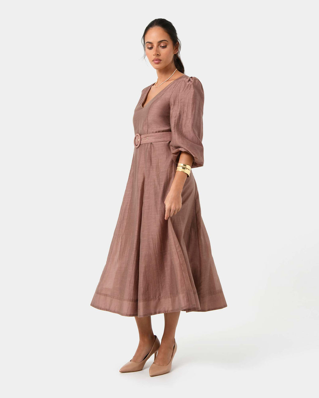 Marlie Puff Sleeve Midi Dress