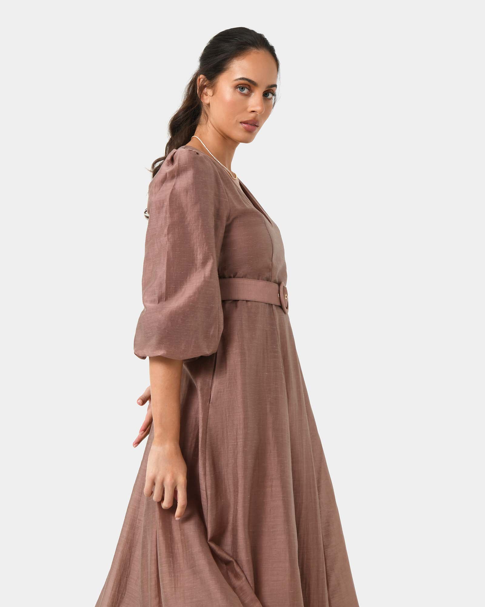 Marlie Puff Sleeve Midi Dress
