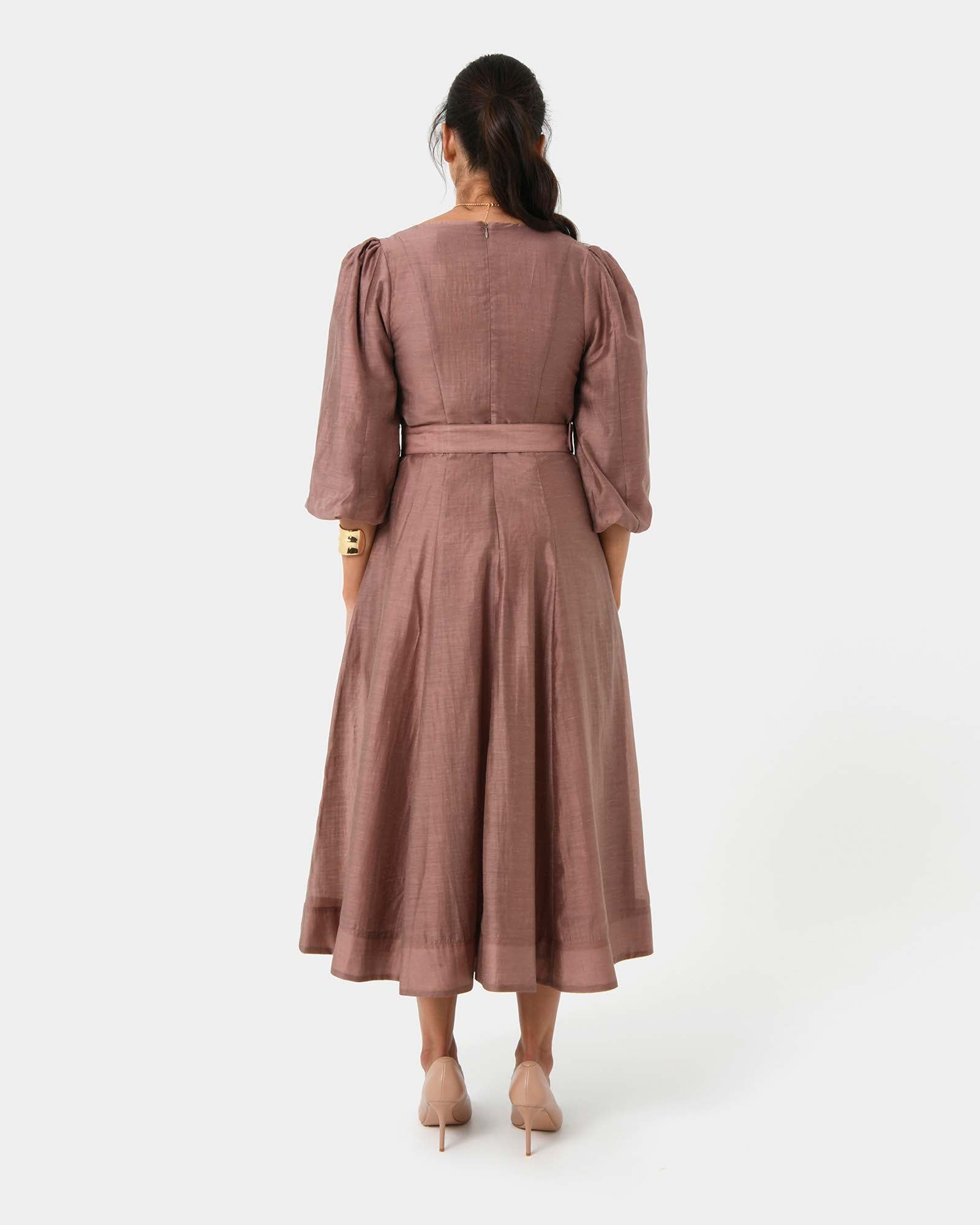 Marlie Puff Sleeve Midi Dress