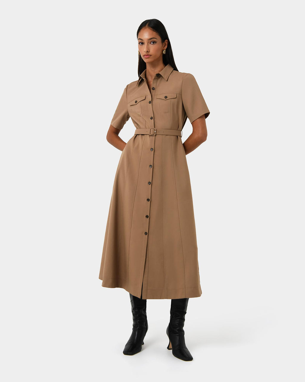 Amera Belted Utility Dress