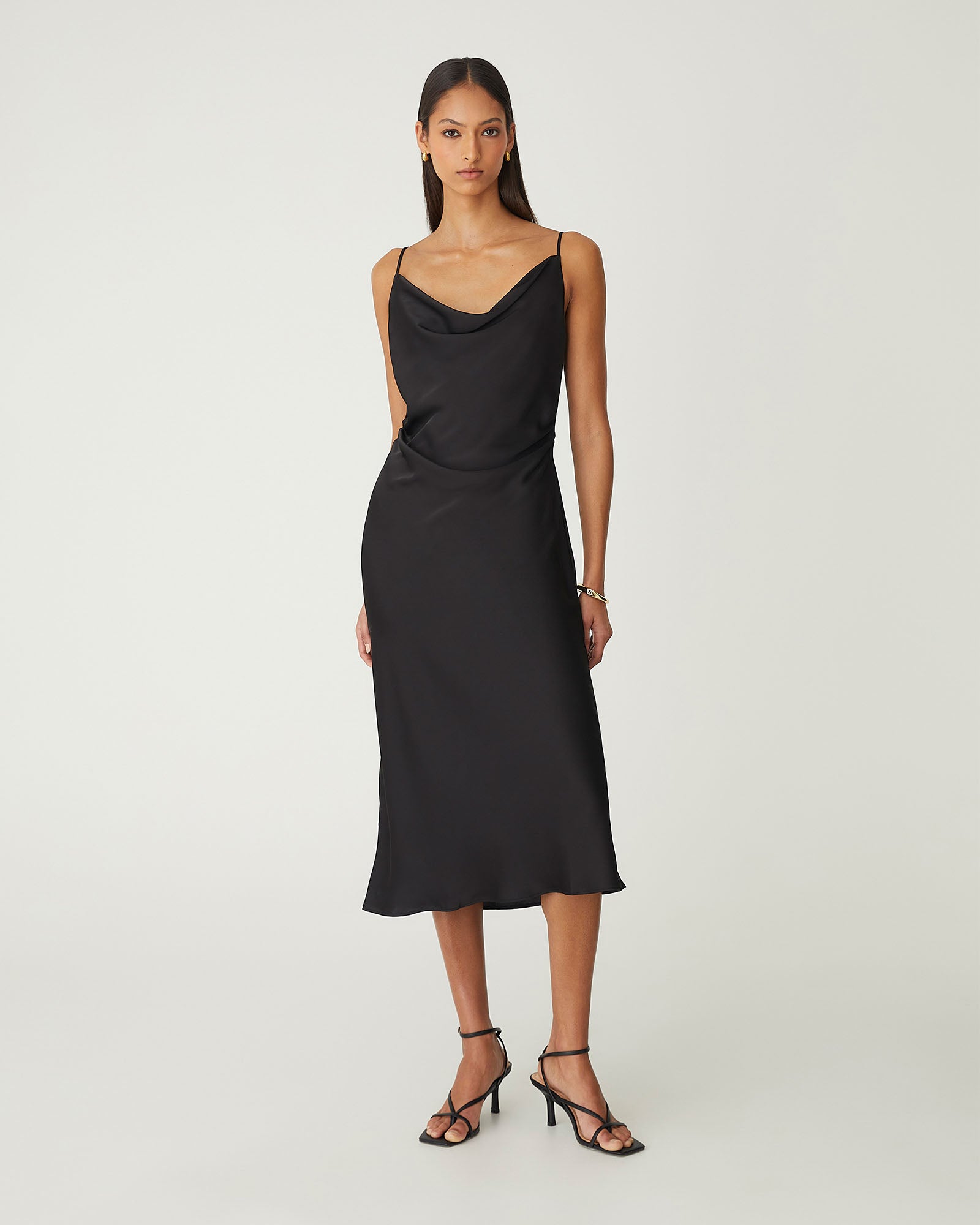 Mae Side Ruched Satin Dress