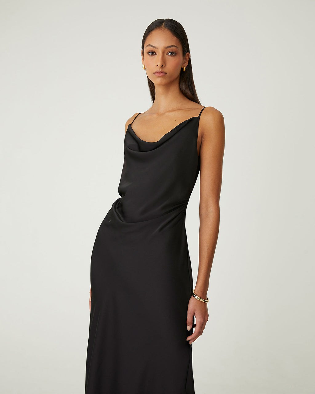 Mae Side Ruched Satin Dress