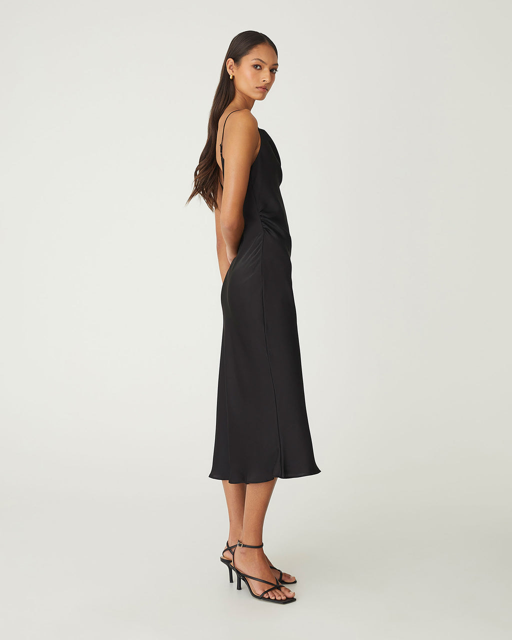 Mae Side Ruched Satin Dress