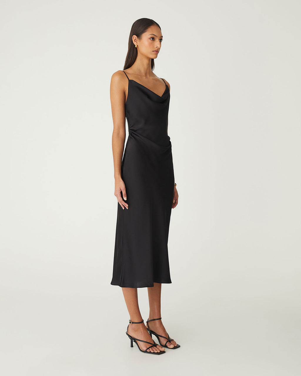Mae Side Ruched Satin Dress