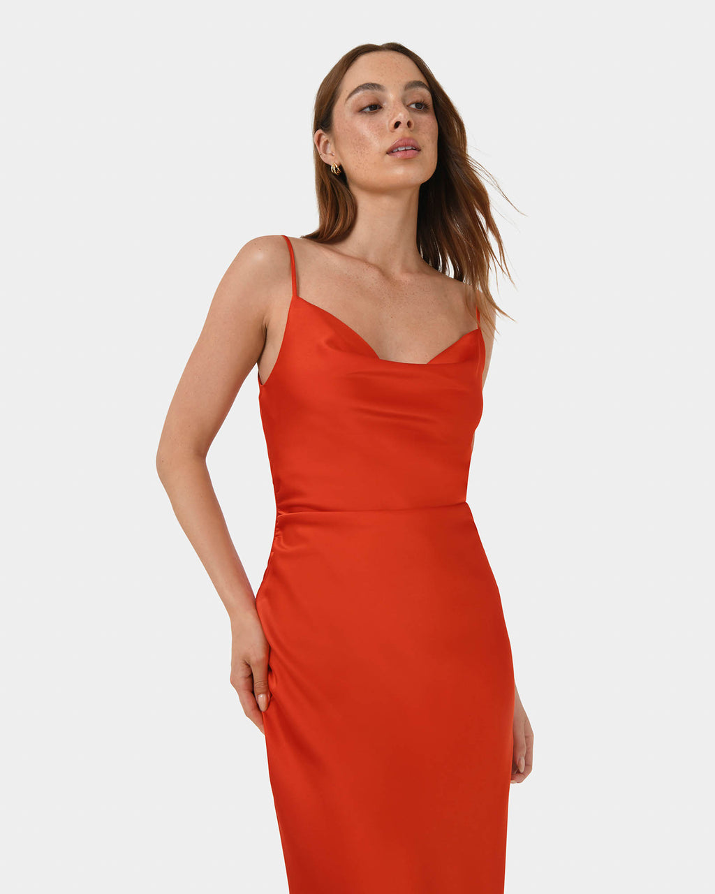 Mae Side Ruched Satin Dress