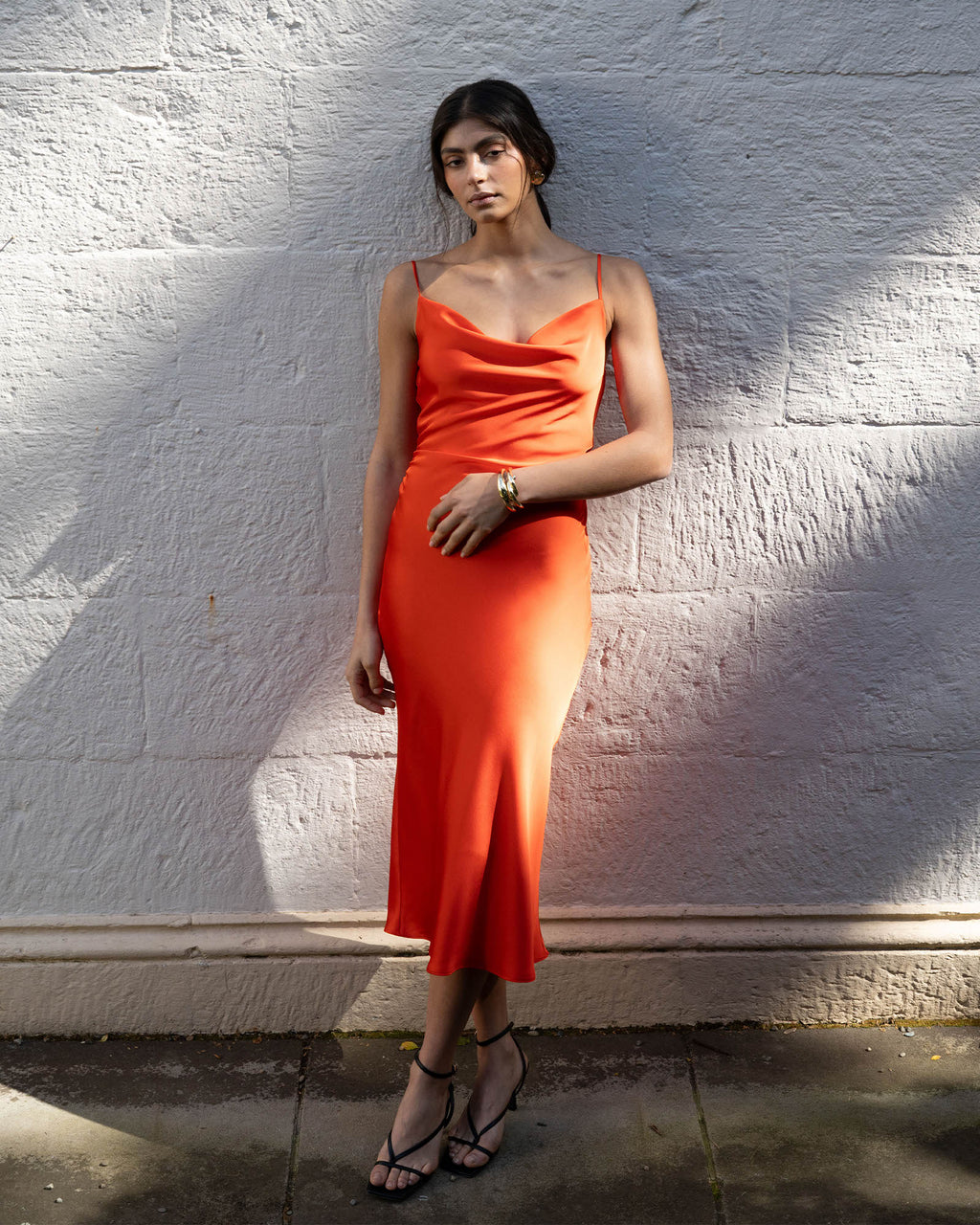 Mae Side Ruched Satin Dress