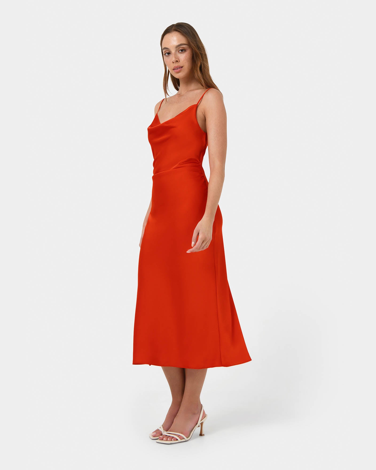 Mae Side Ruched Satin Dress