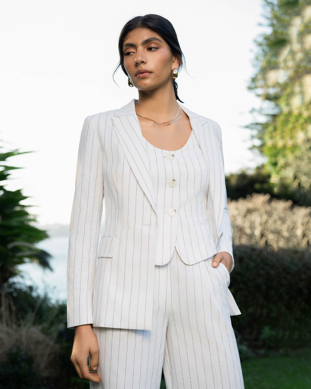 Ria Stripe Cotton Jacket
