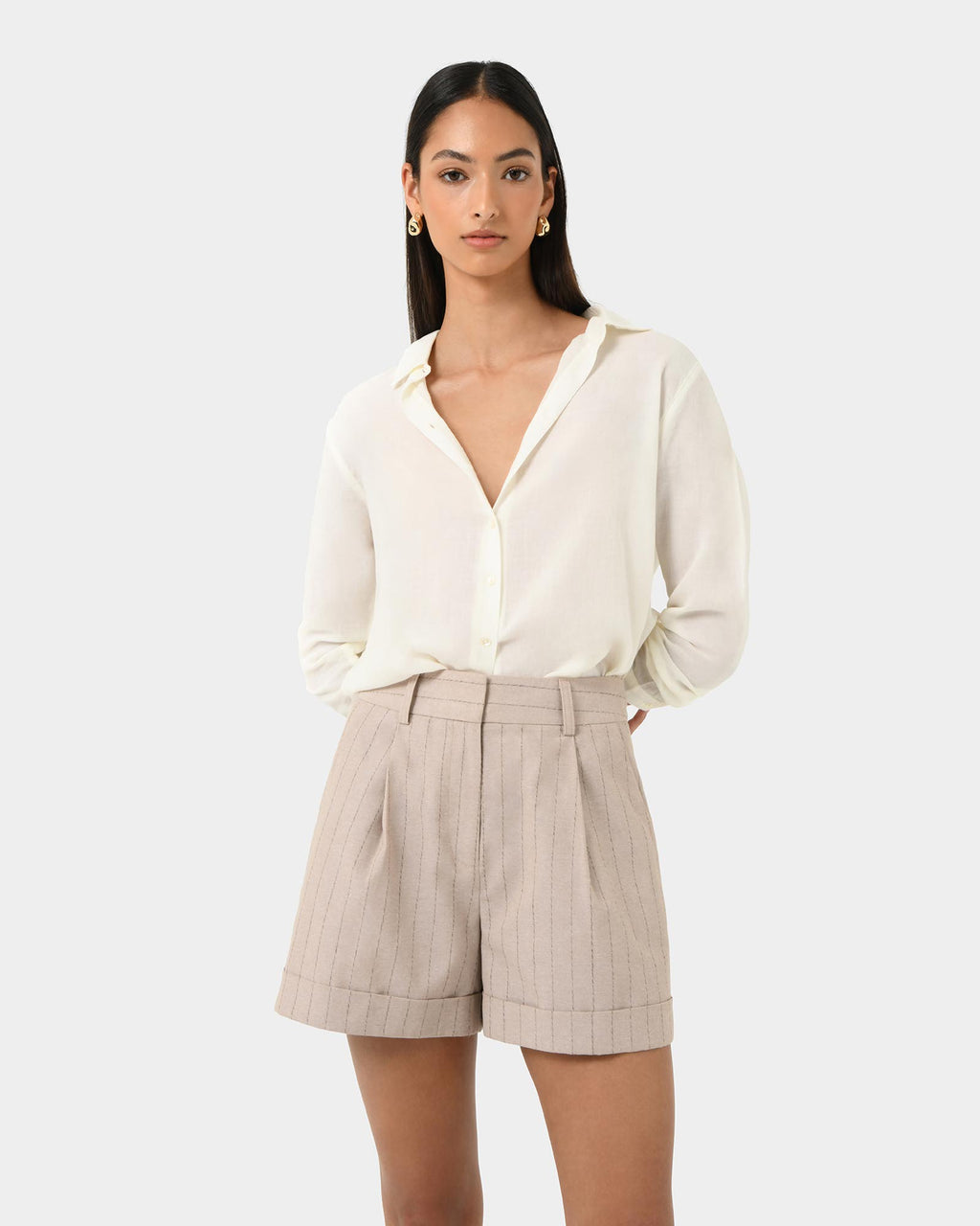 Ria Stripe Cotton Shorts
