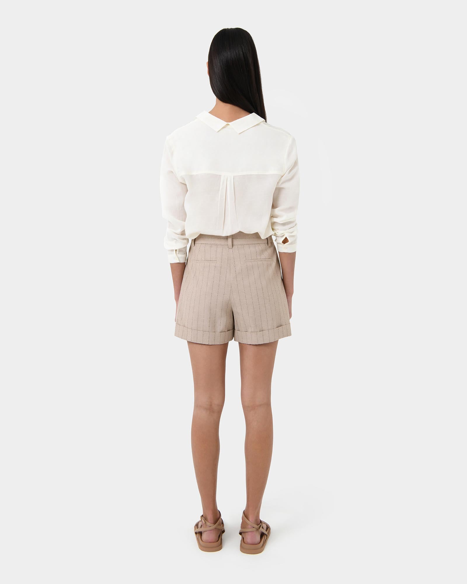 Ria Stripe Cotton Shorts