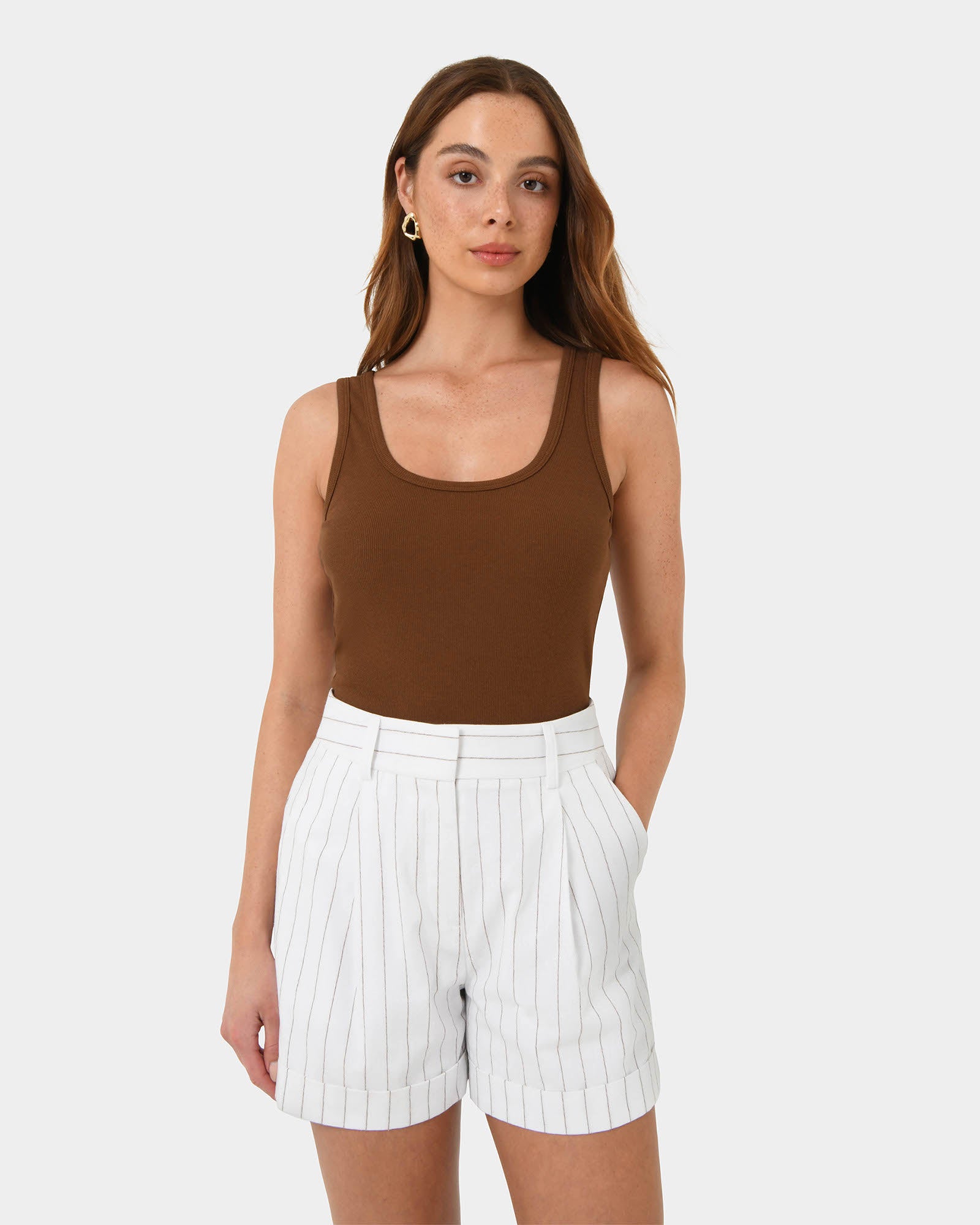 Ria Stripe Cotton Shorts