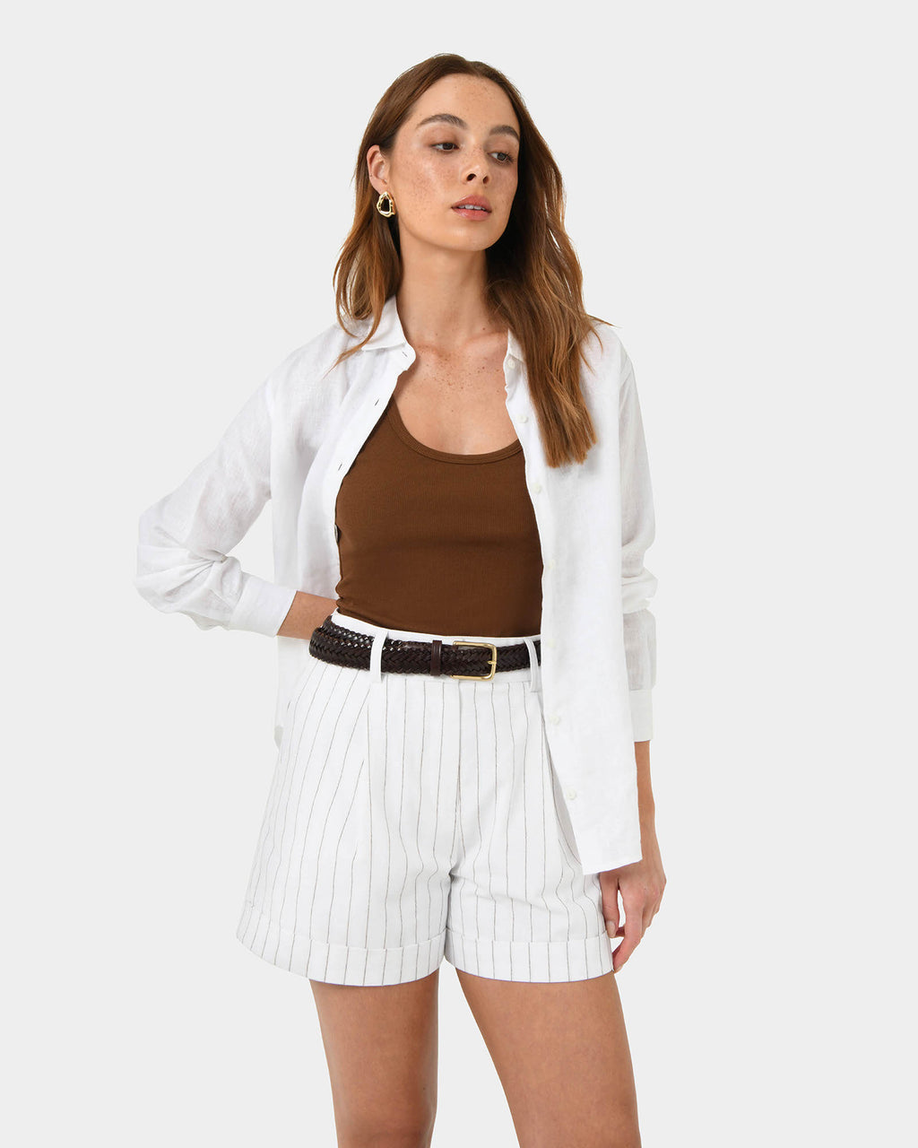 Ria Stripe Cotton Shorts