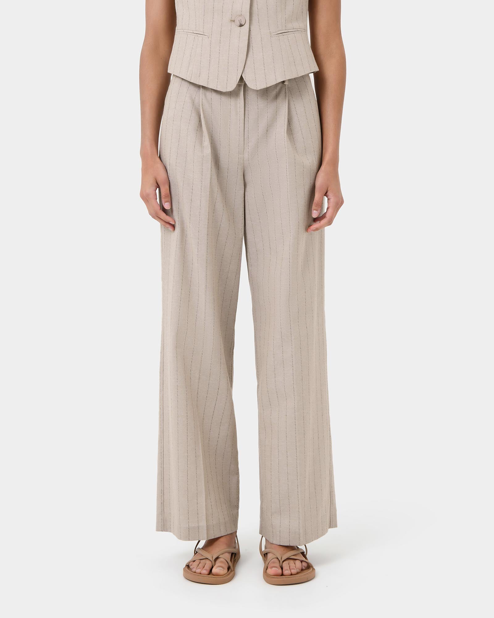 Ria Stripe Cotton Blend Pants