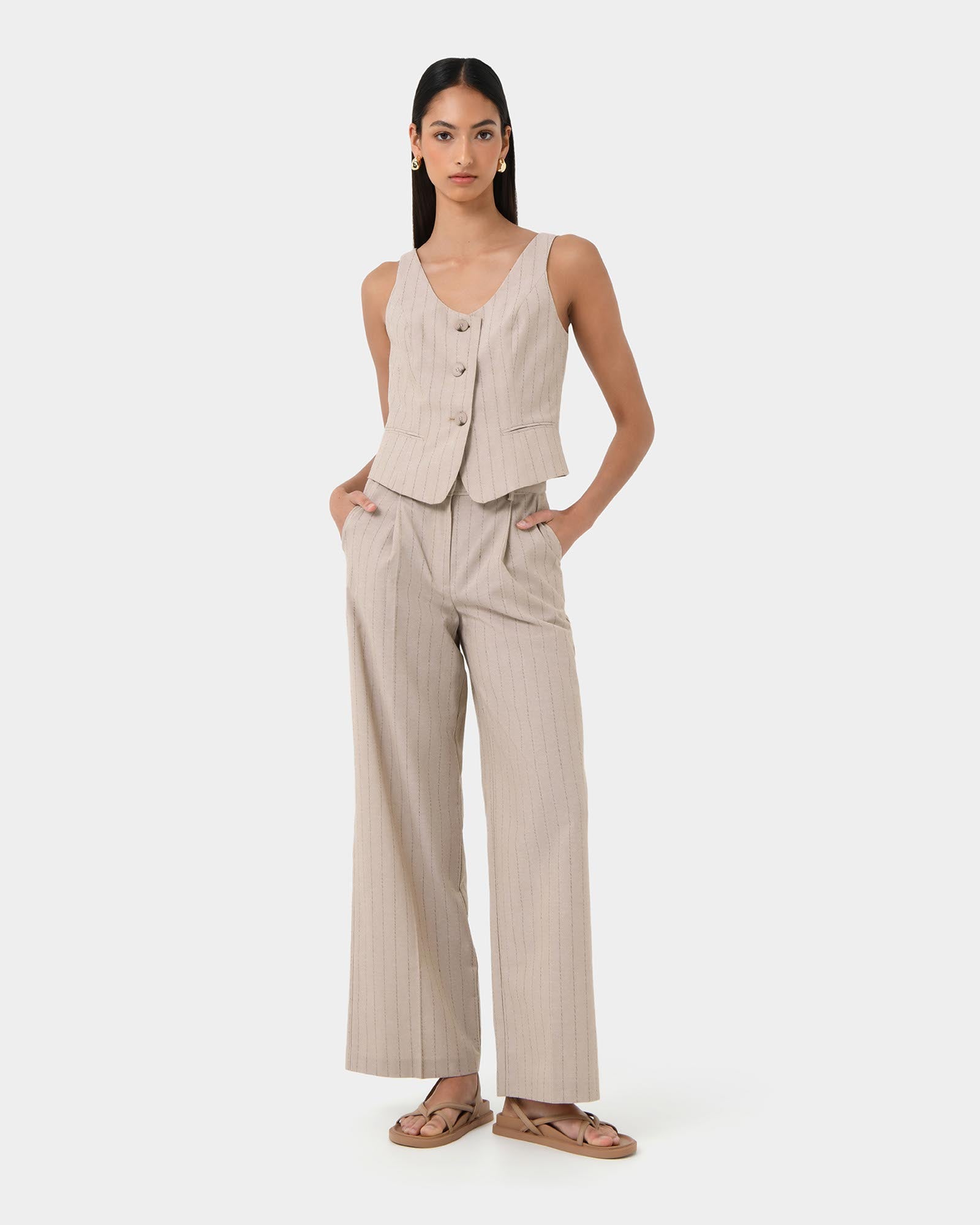 Ria Stripe Cotton Blend Pants