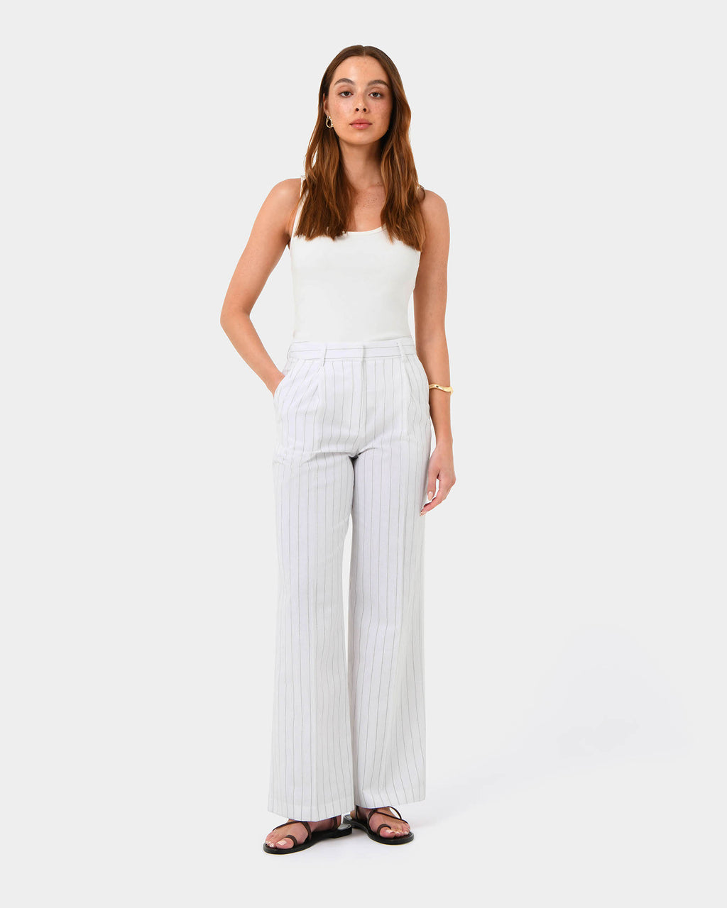 Ria Stripe Cotton Blend Pants