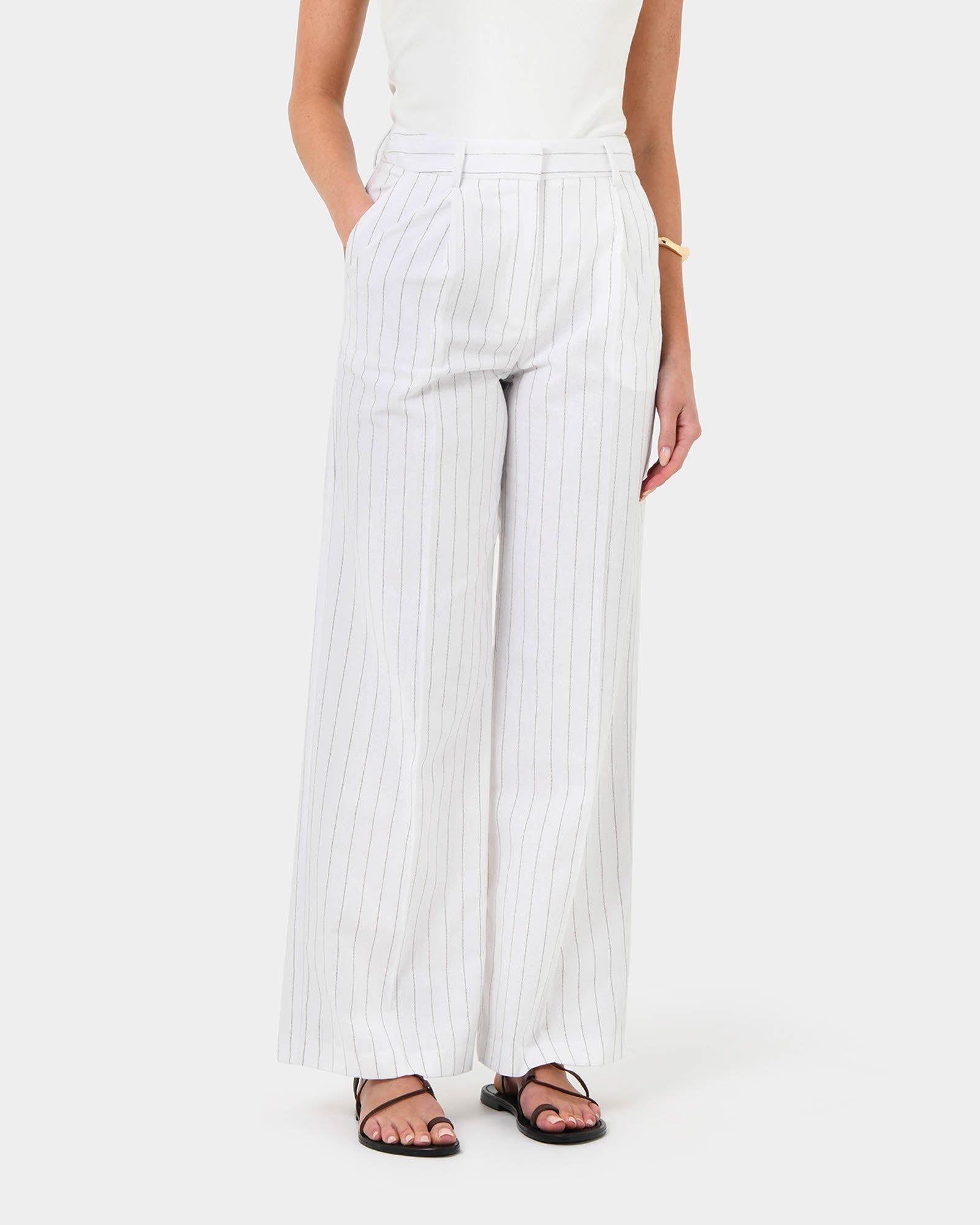 Ria Stripe Cotton Blend Pants