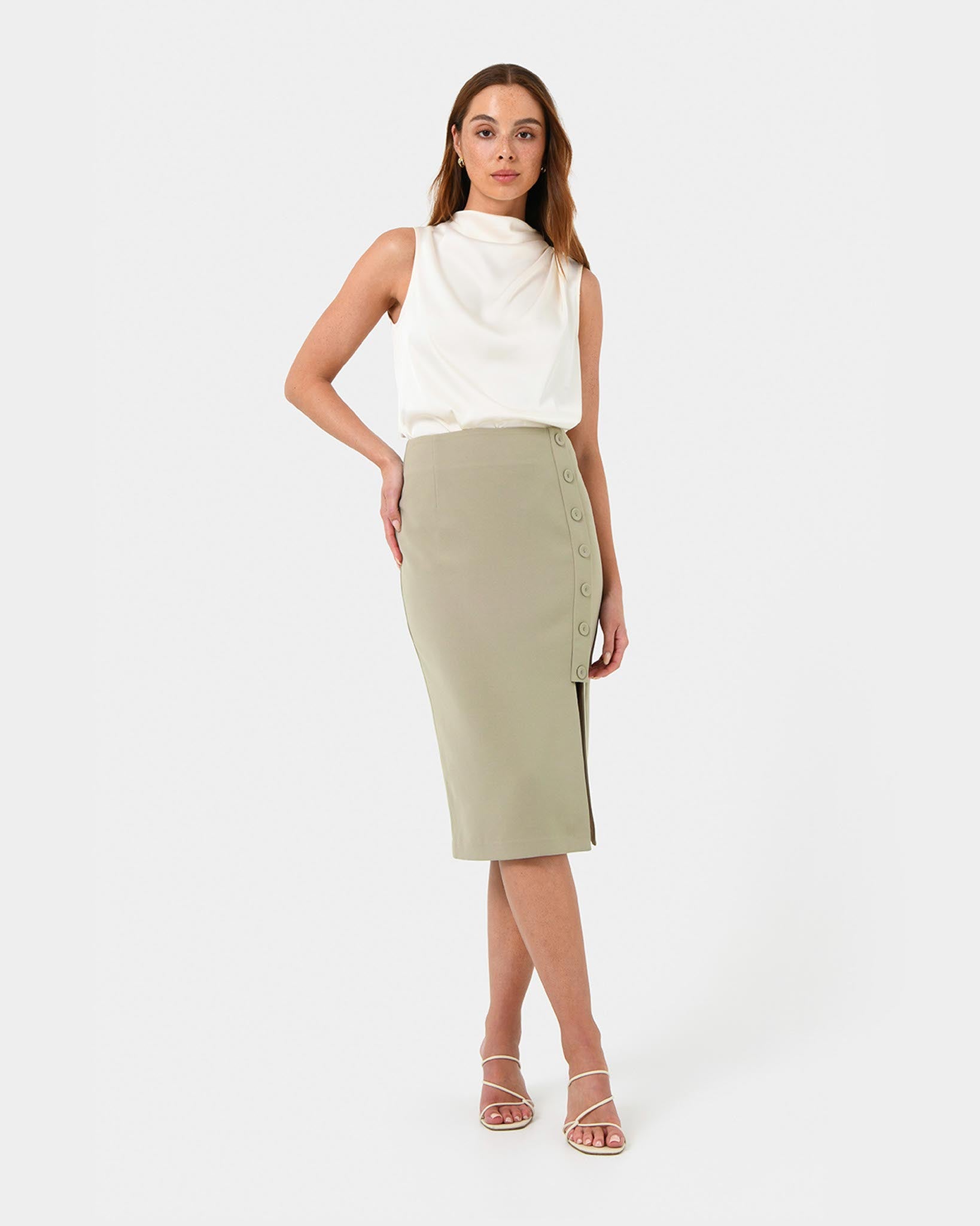 Ace Side Button Skirt
