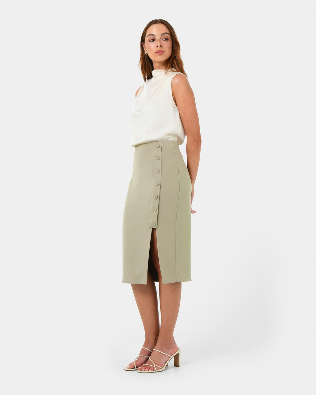Ace Side Button Skirt