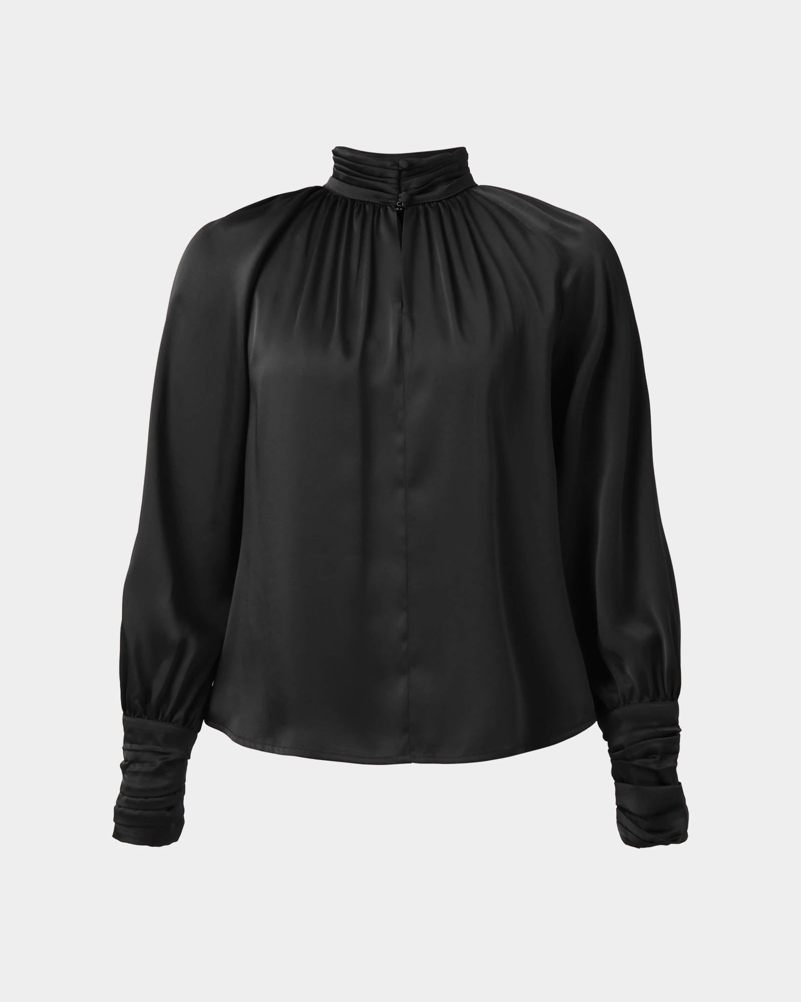 Anna Pleated Satin Blouse