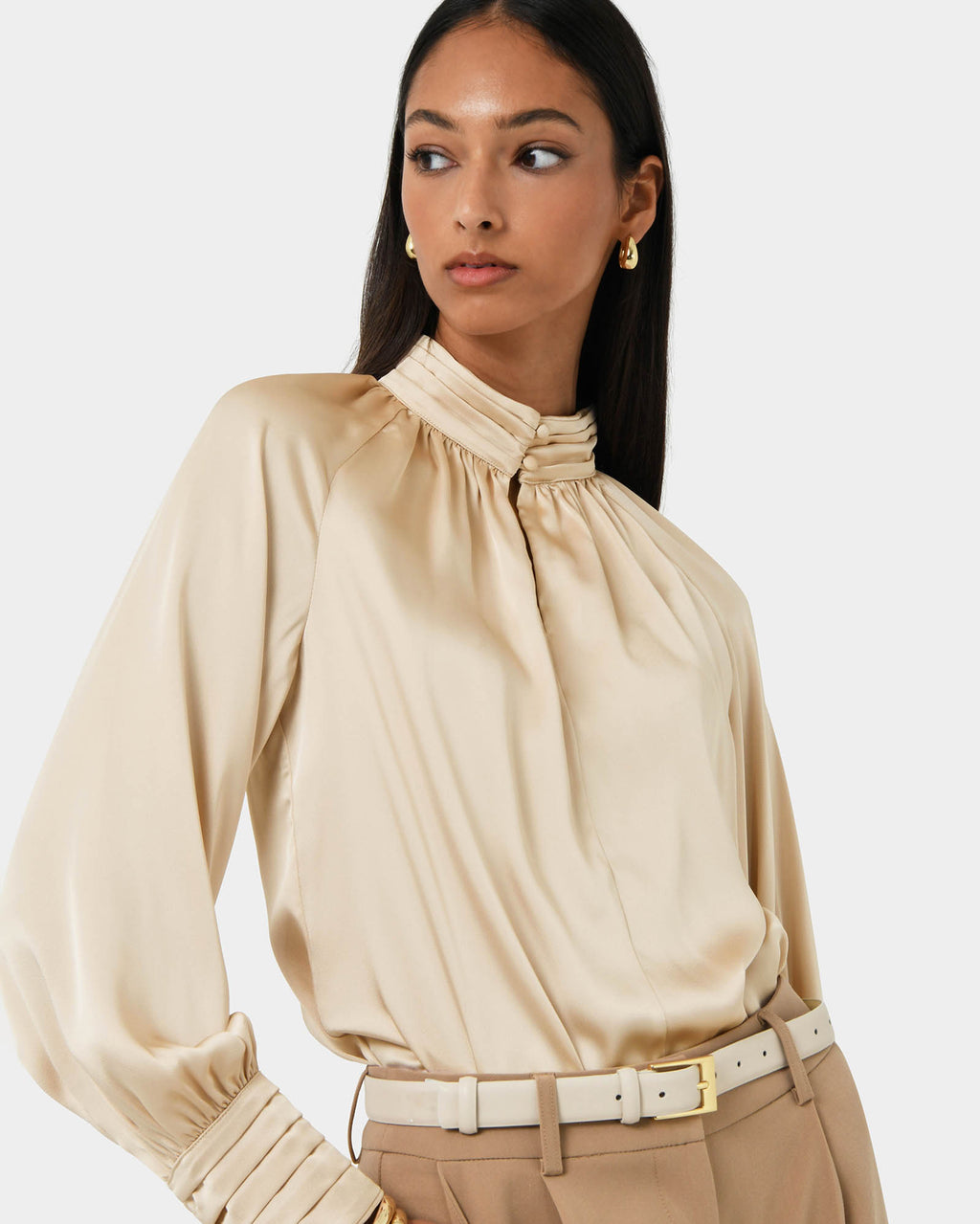 Anna Pleated Satin Blouse