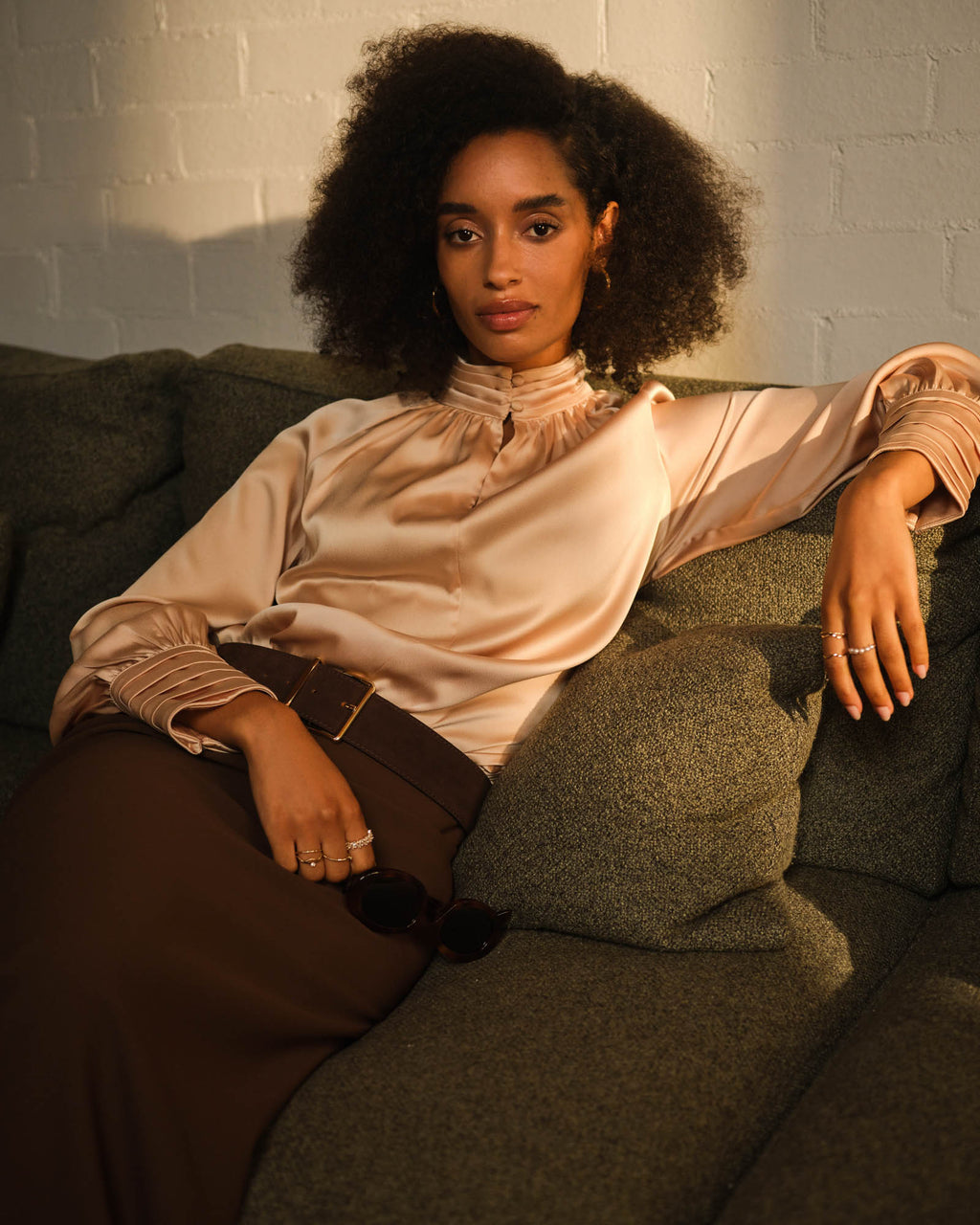 Anna Pleated Satin Blouse