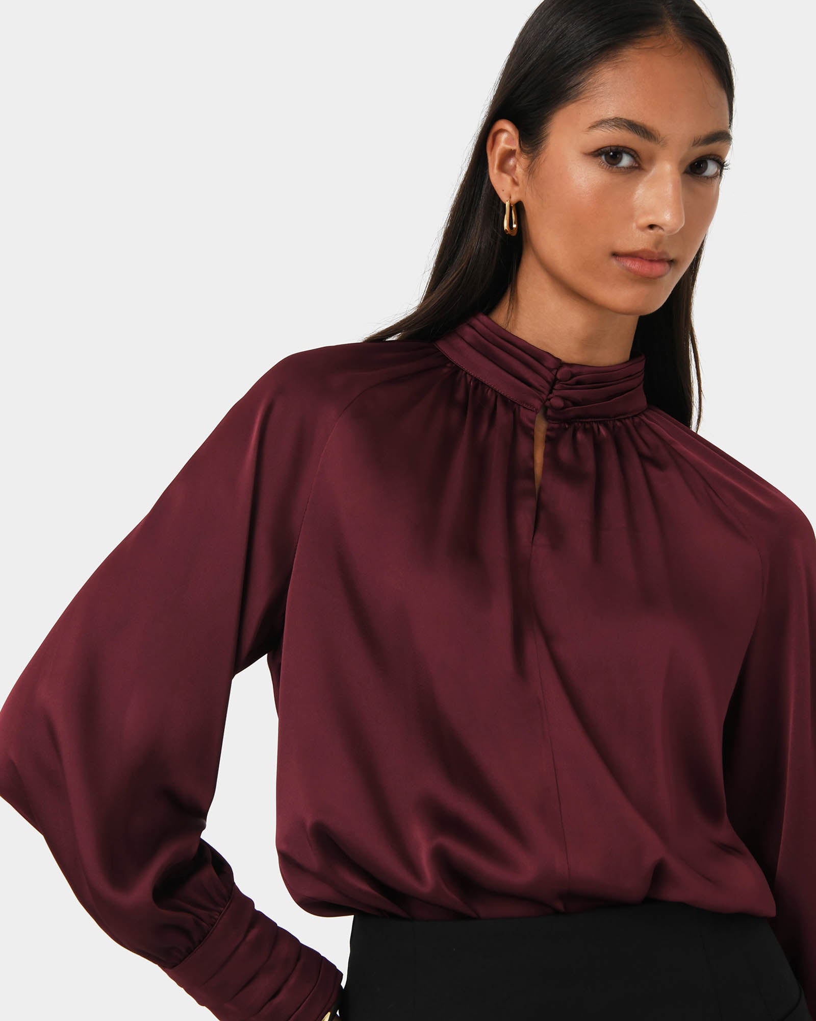 Anna Pleated Satin Blouse