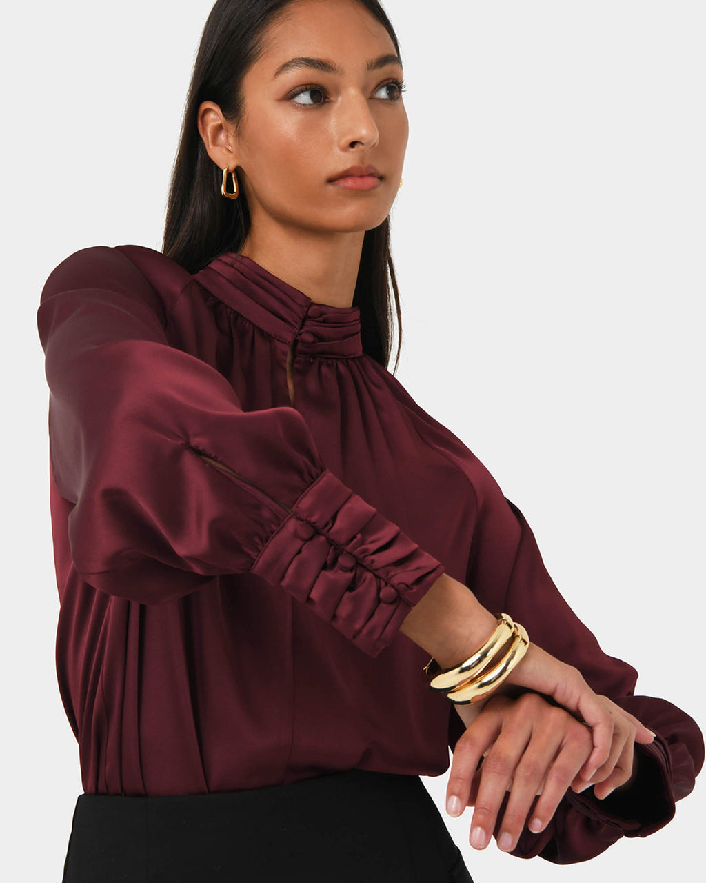 Anna Pleated Satin Blouse
