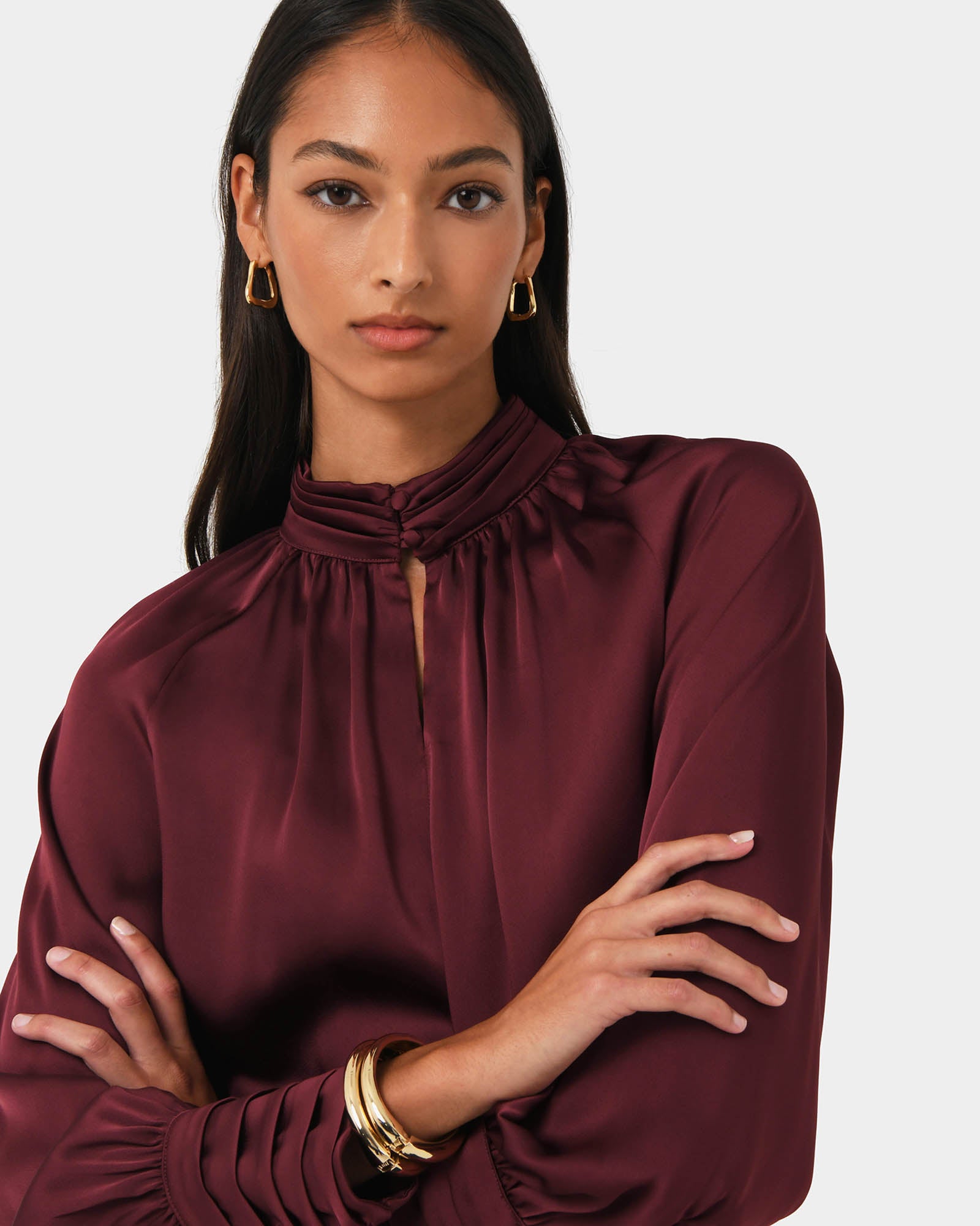 Anna Pleated Satin Blouse