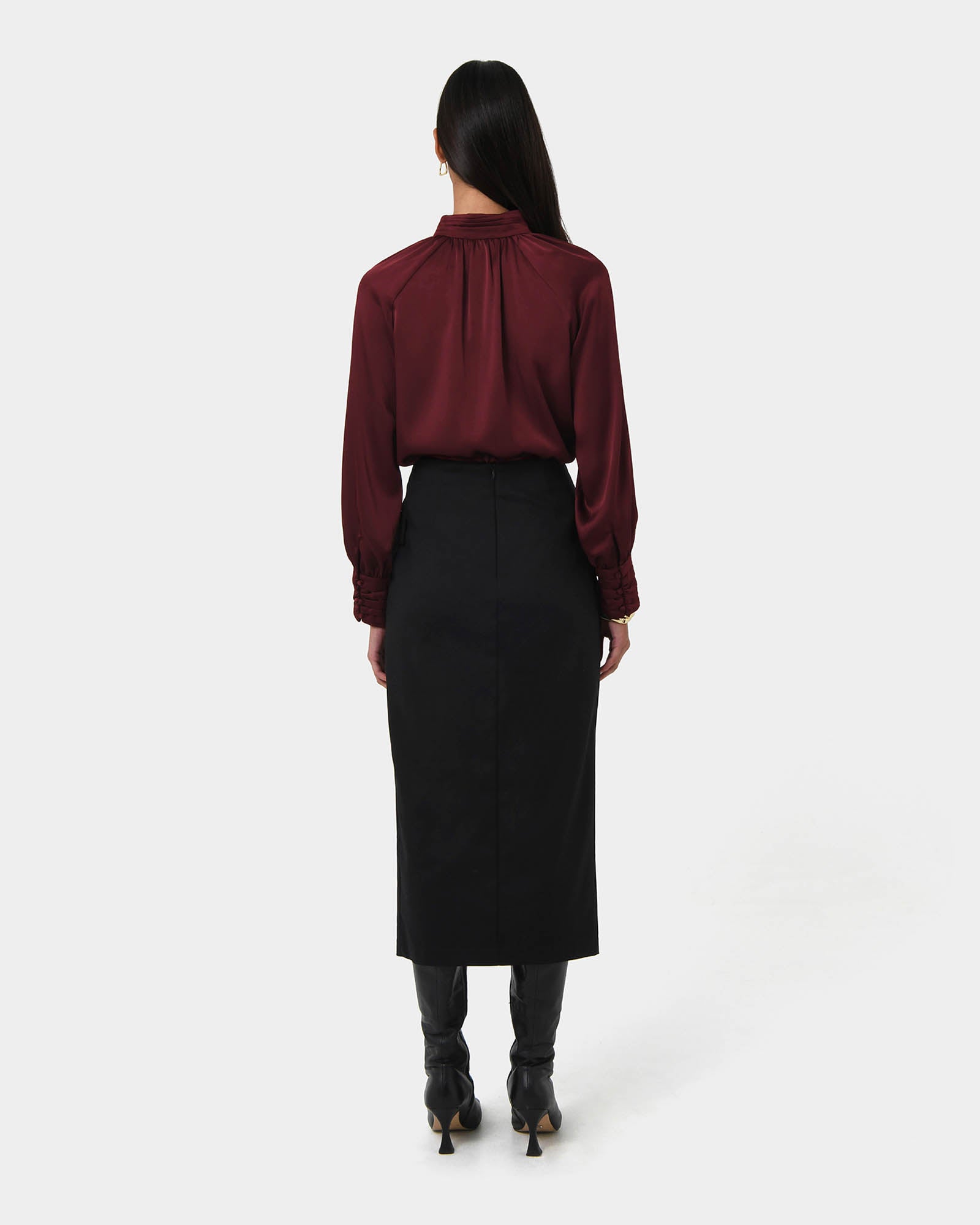 Anna Pleated Satin Blouse