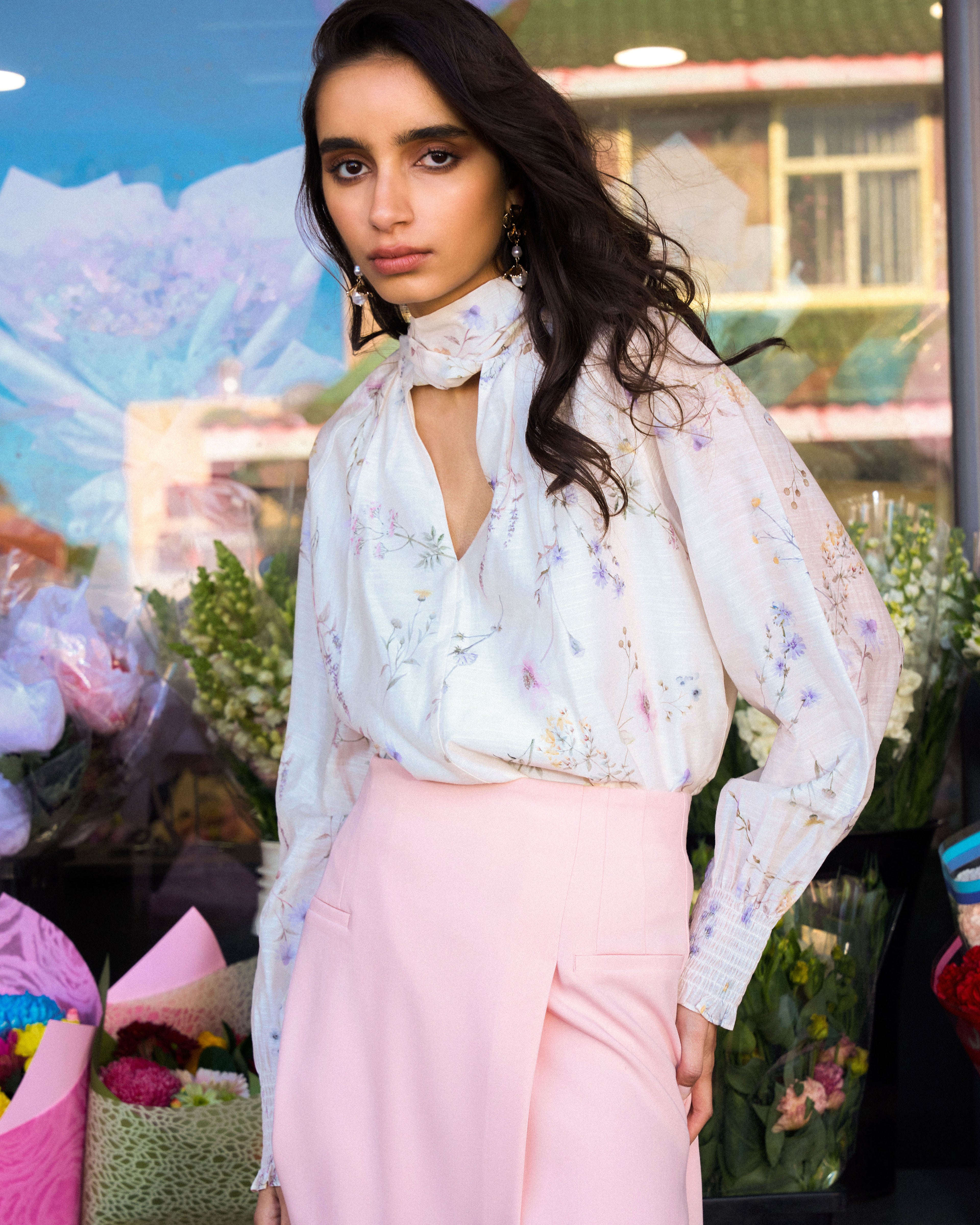 Aurae Floral Tie Blouse