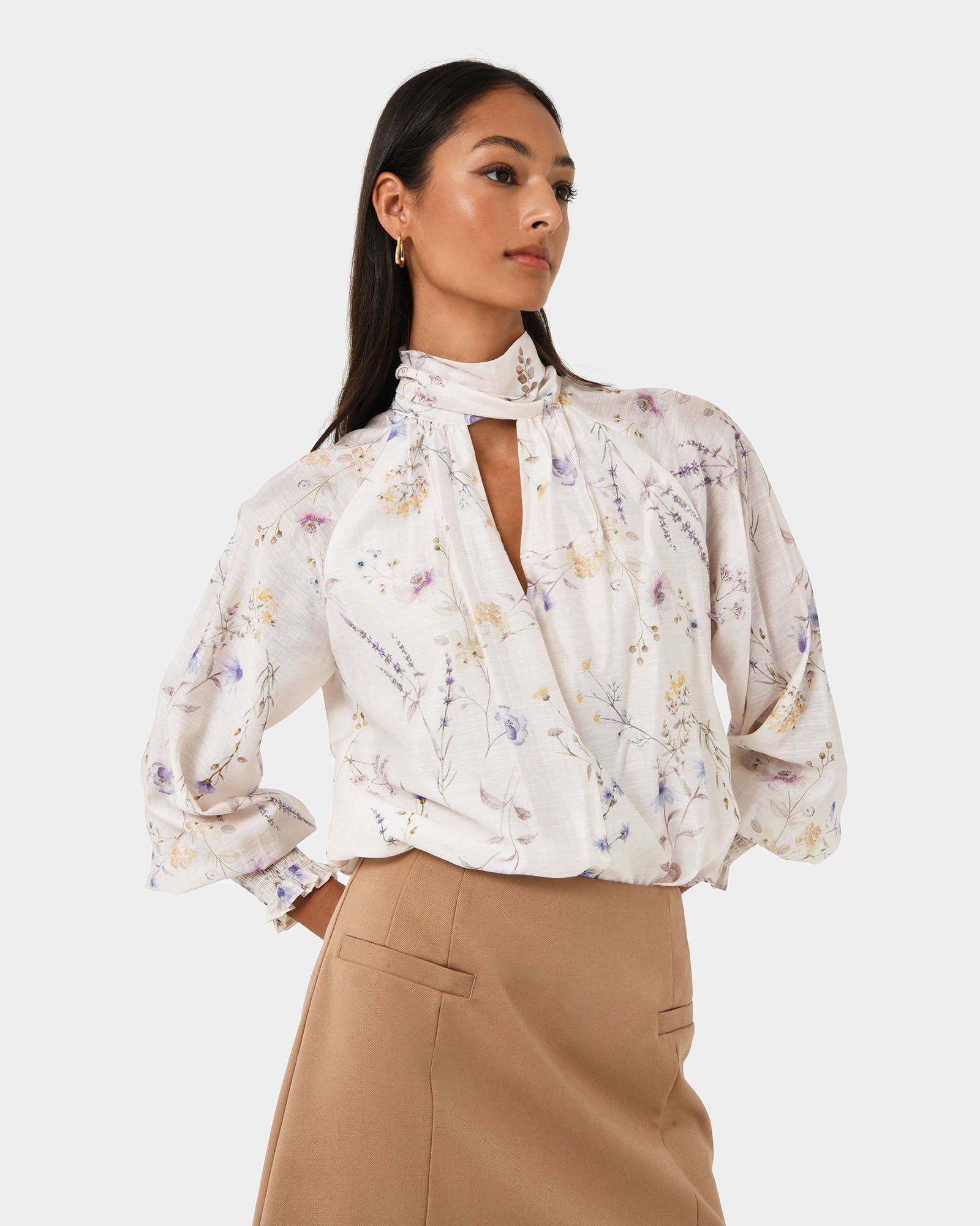 Aurae Floral Tie Blouse