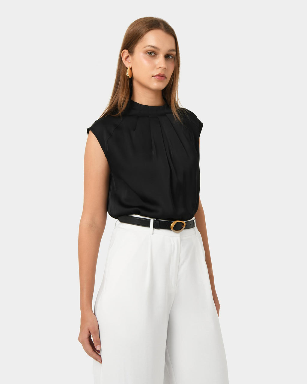 Kiar Pleated Satin Top